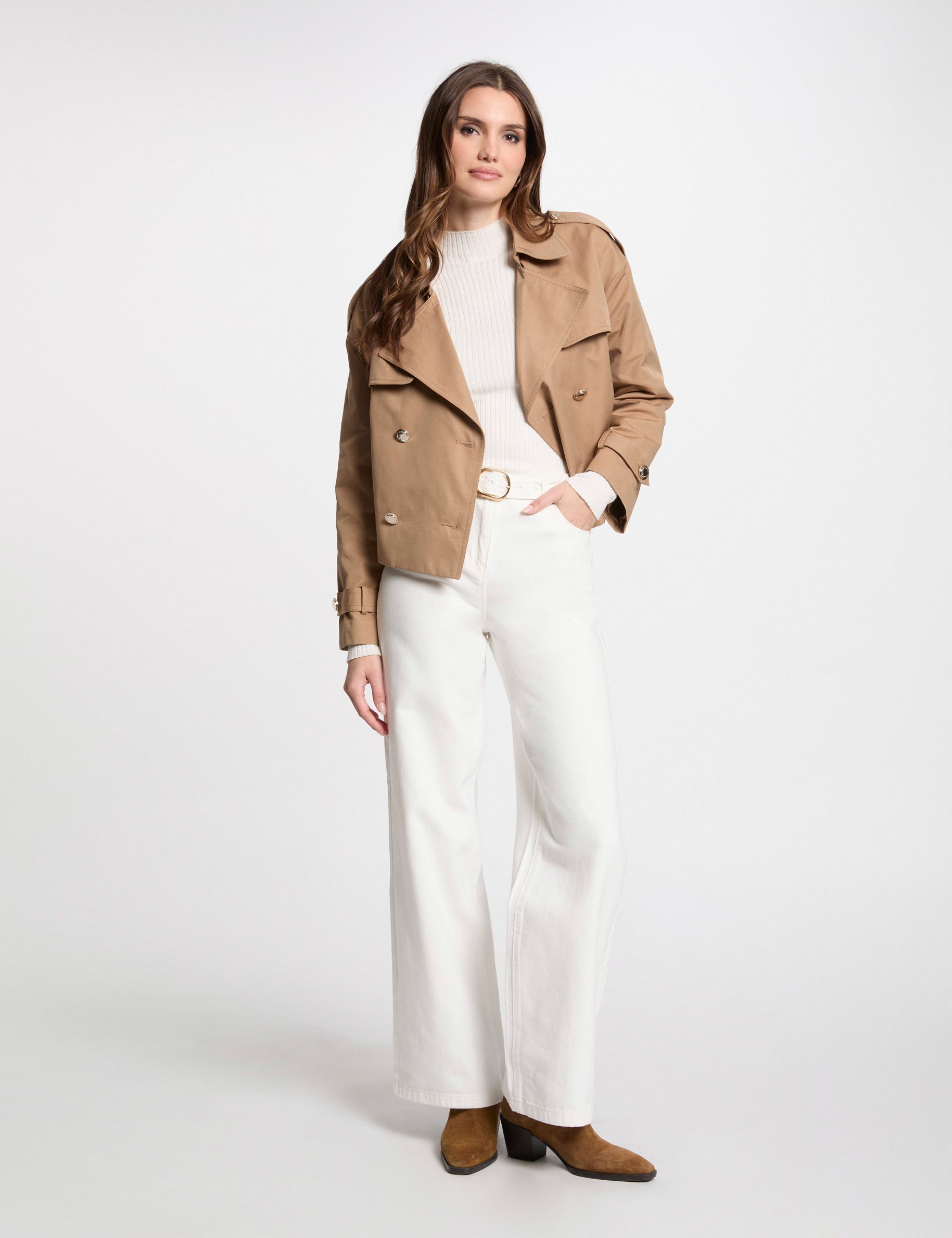 jeans jambe large ceinture blanc femme Jeans jambe large ceinturé blanc femme