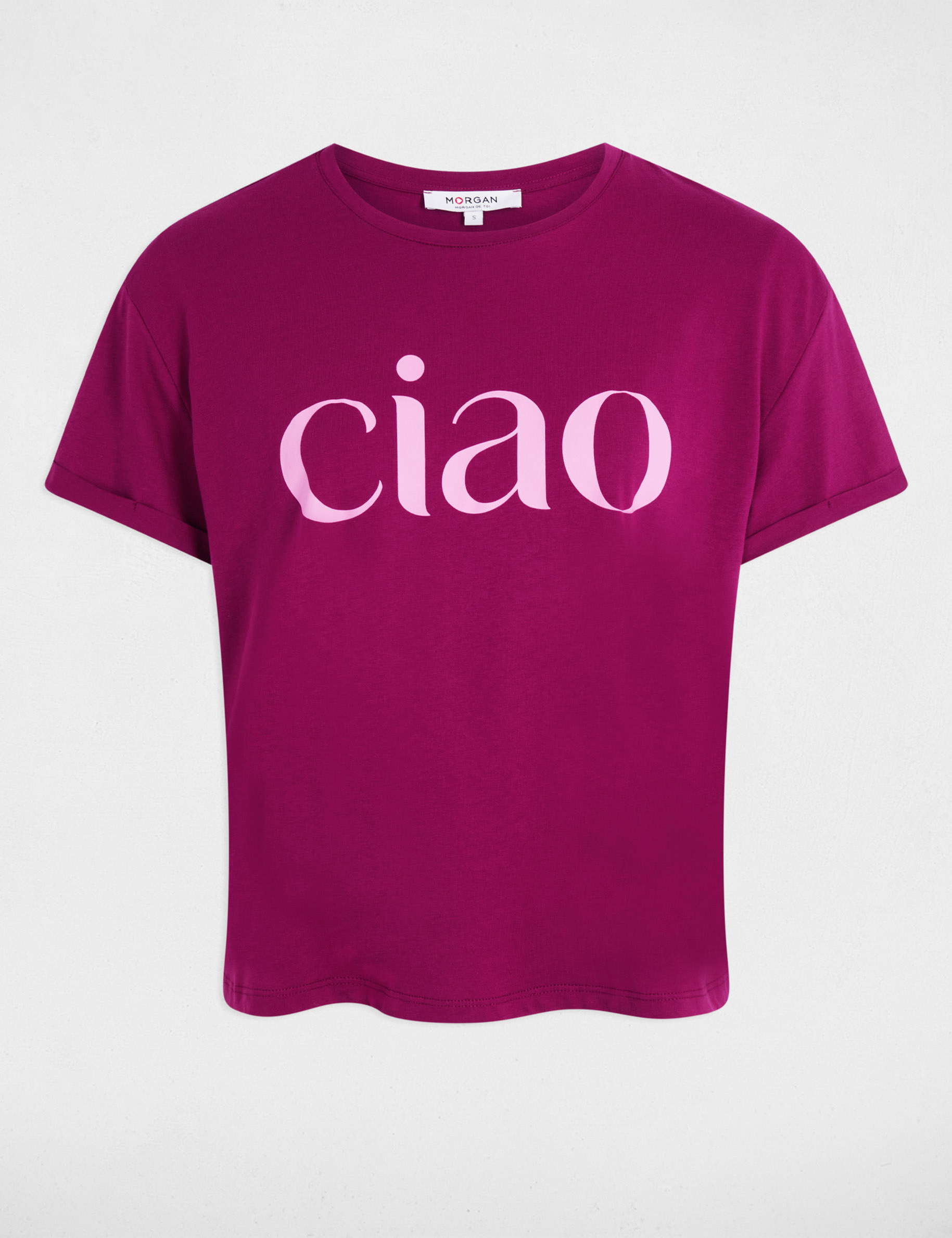 T-shirt col rond prune femme