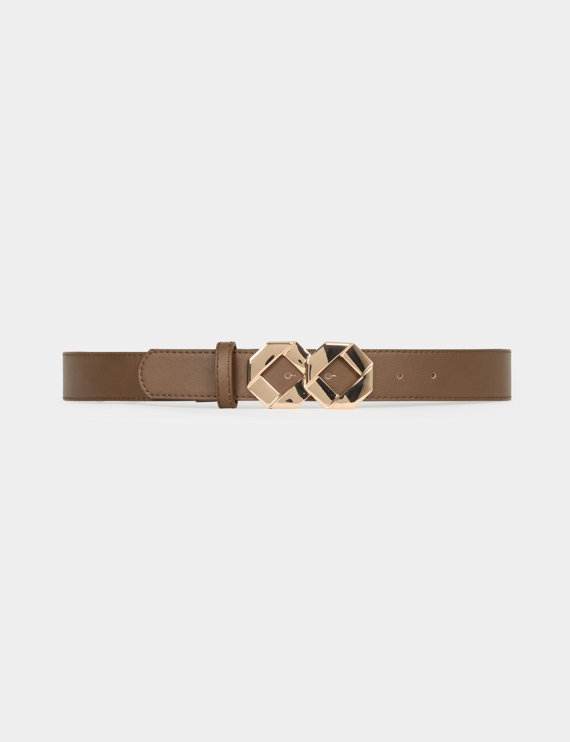 Ceinture fine similicuir marron clair femme