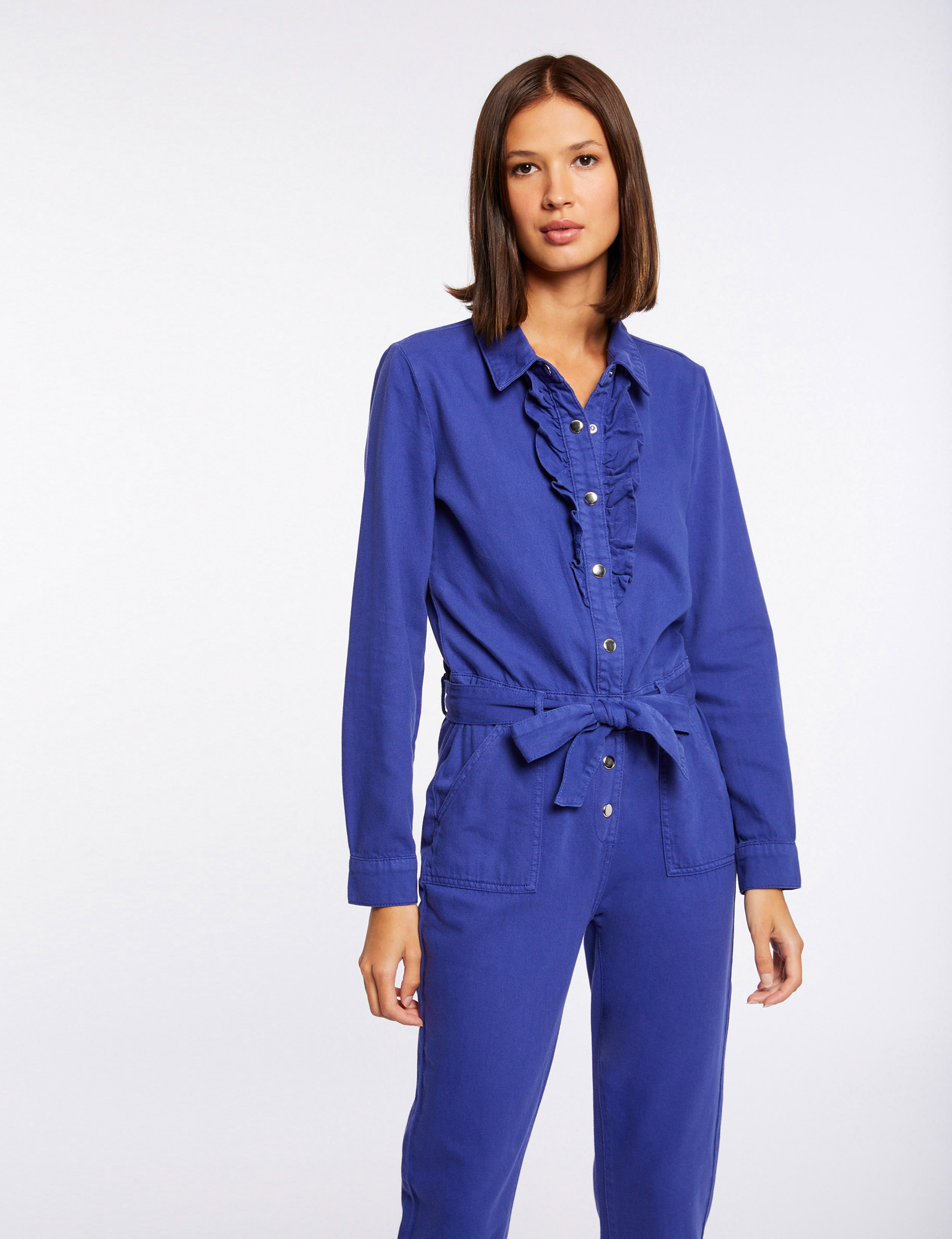 combinaison droite avec volants violet femme Combinaison droite avec volants violet femme
