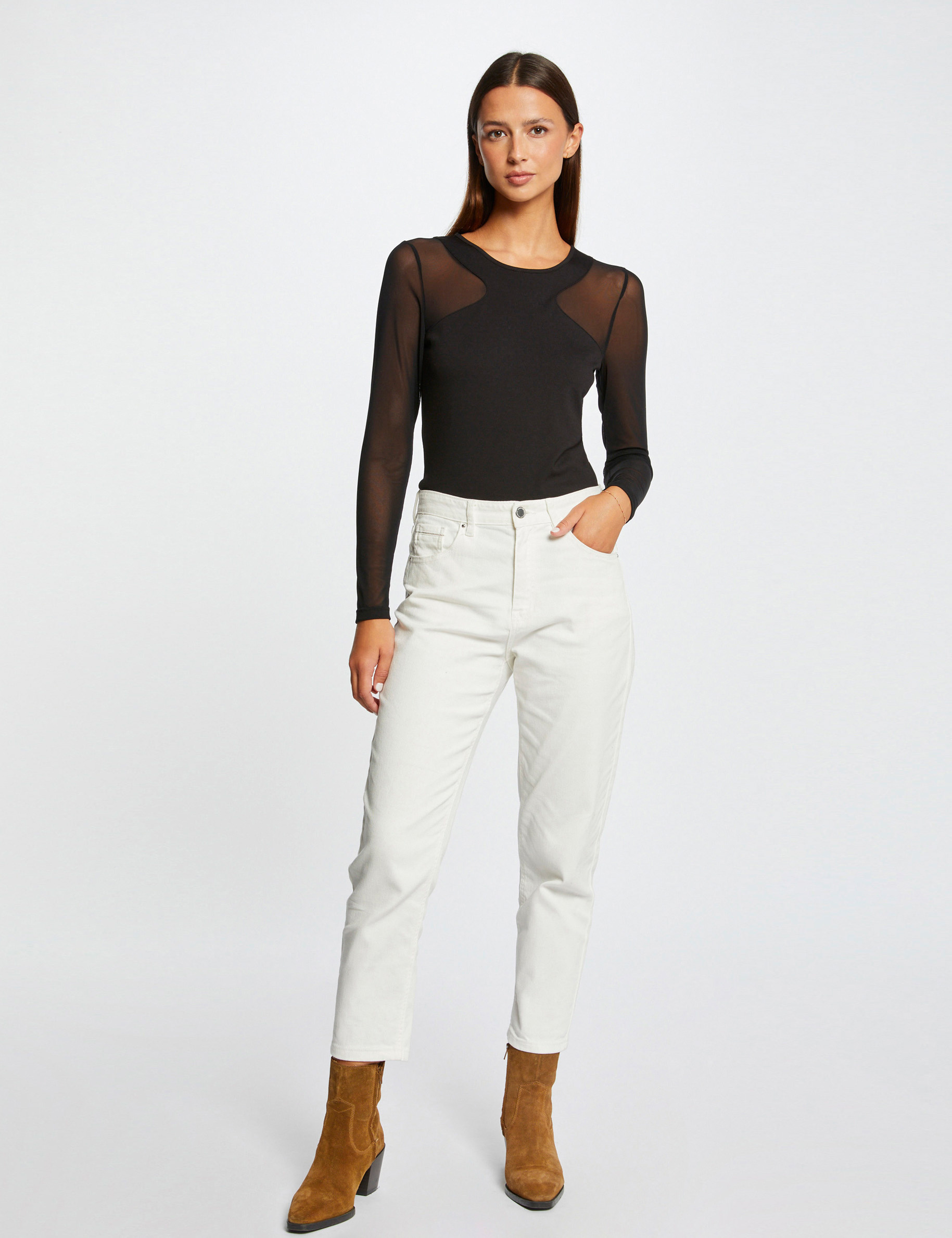 t shirt manches longues transparentes noir femme T-shirt manches longues transparentes noir femme