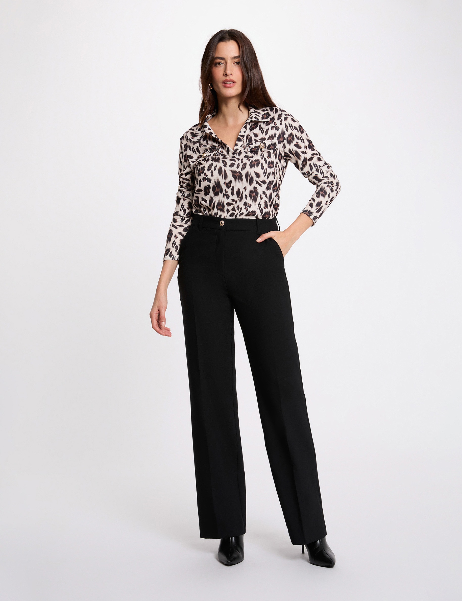Maille l&eacute;g&egrave;re col &agrave; revers multicolore femme