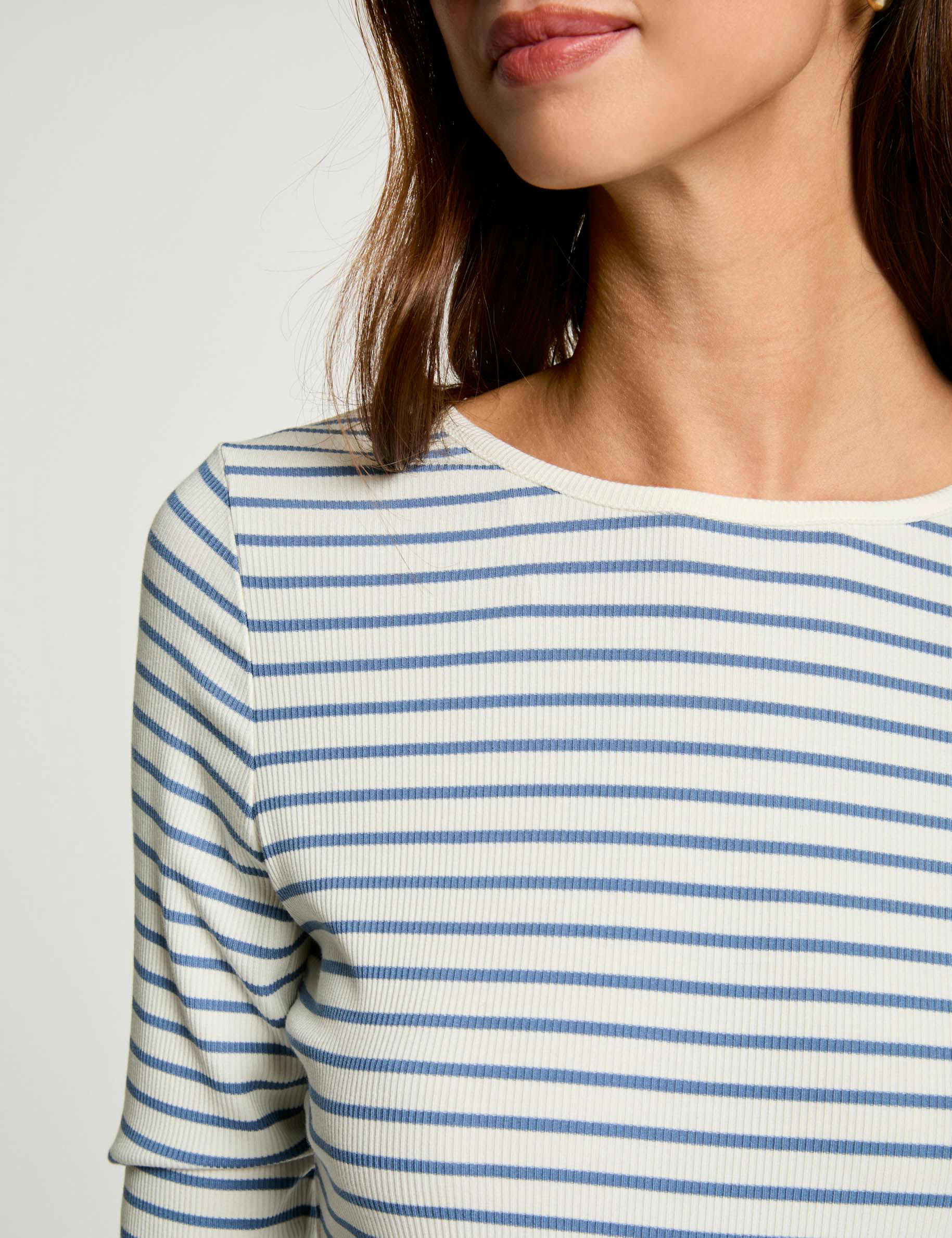 t shirt manches longues raye blanc femme T-shirt manches longues rayé blanc femme