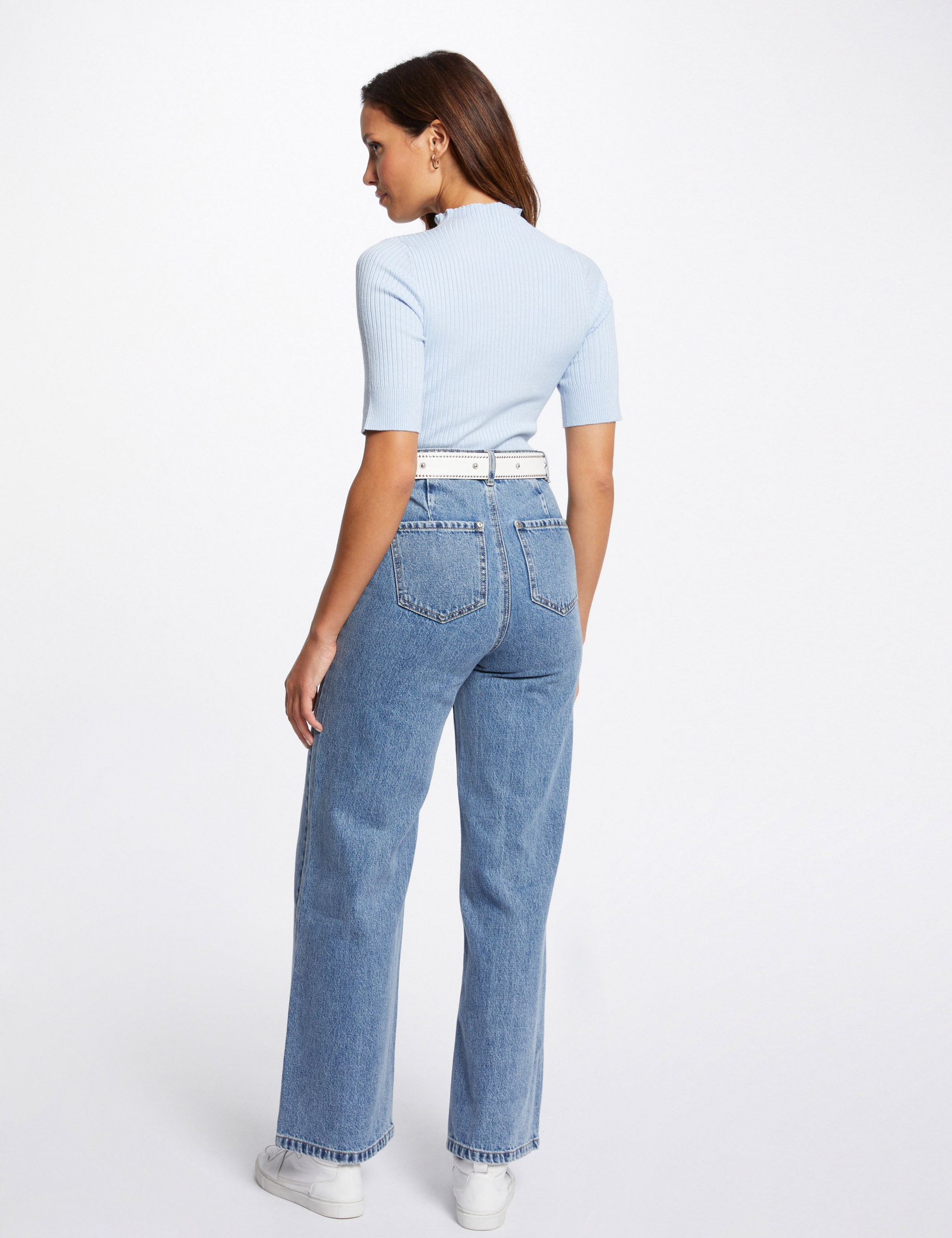 jeans large taille haute denim double stone femme Jeans large taille haute denim double stone femme