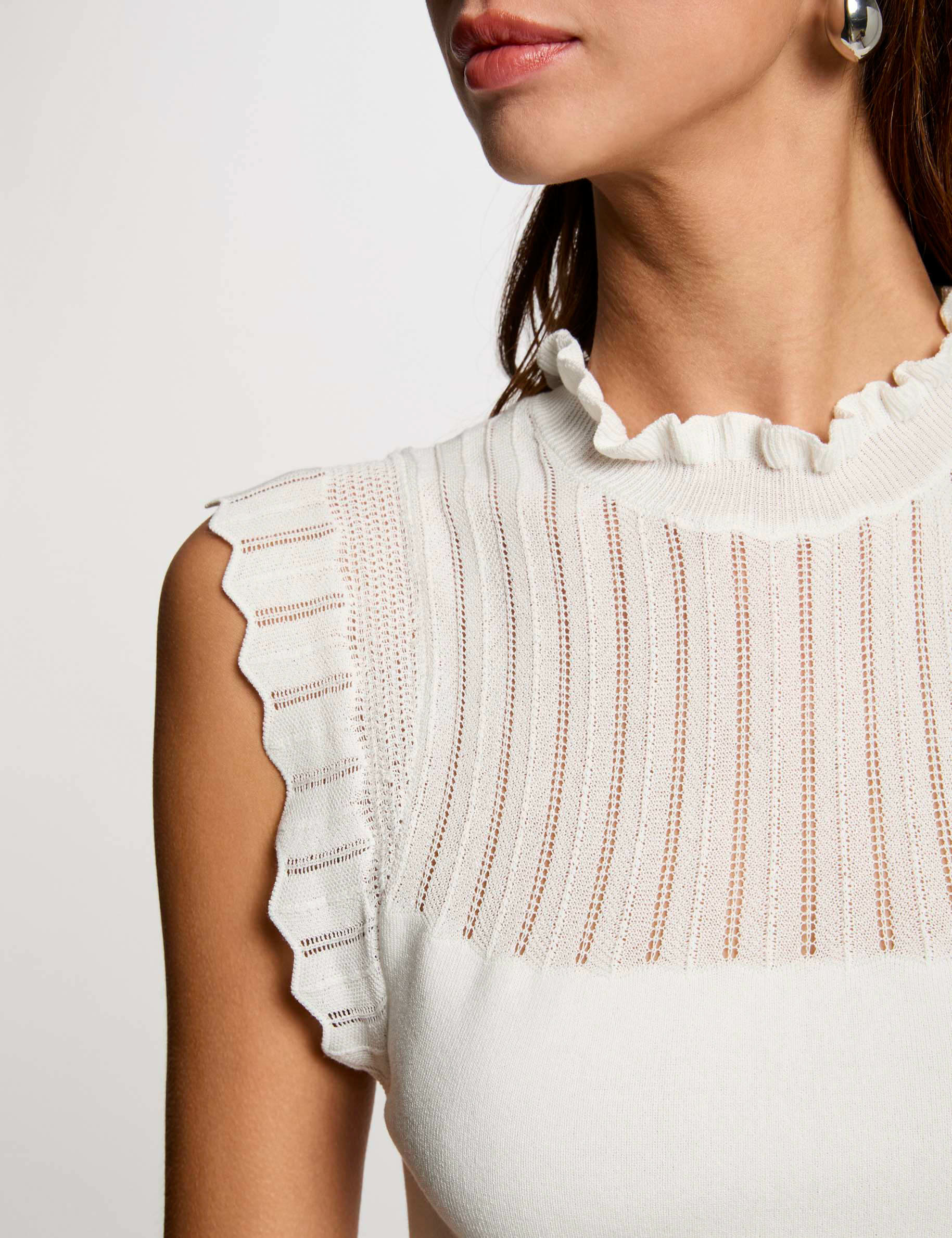 pull sans manches col rond ivoire femme Pull sans manches col rond ivoire femme