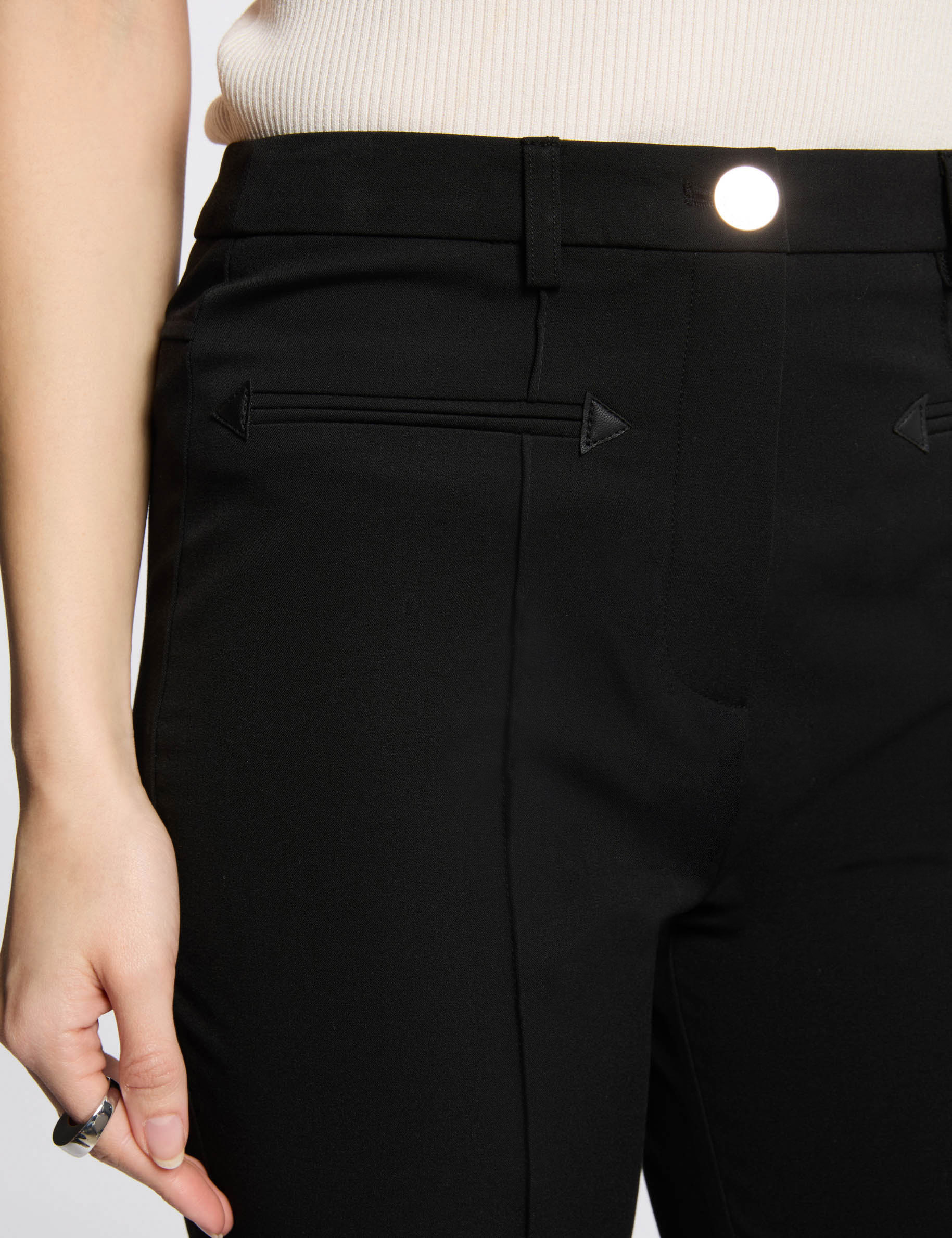 pantalon bootcut taille haute noir femme Pantalon bootcut taille haute noir femme