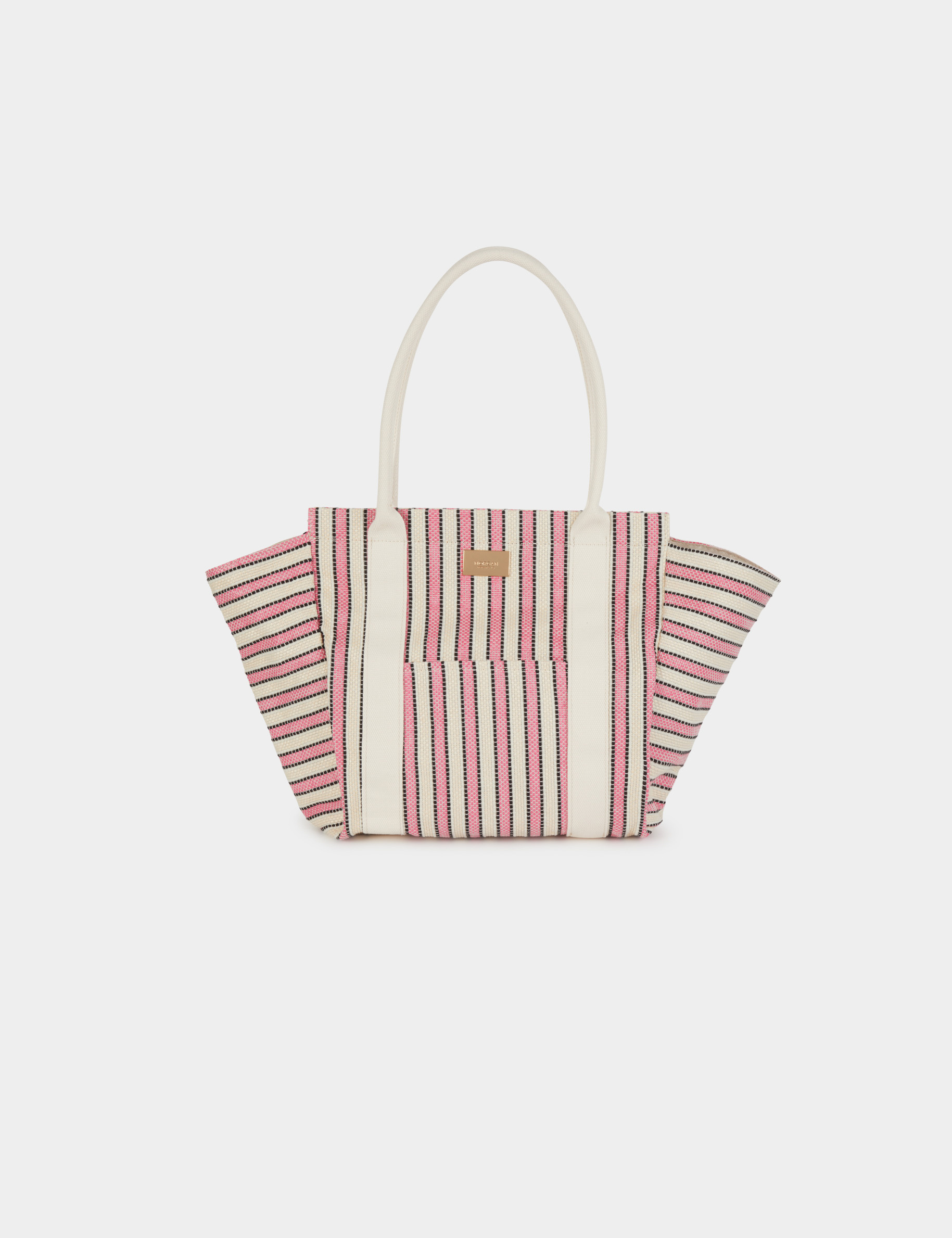 Sac cabas ray&eacute; ivoire femme