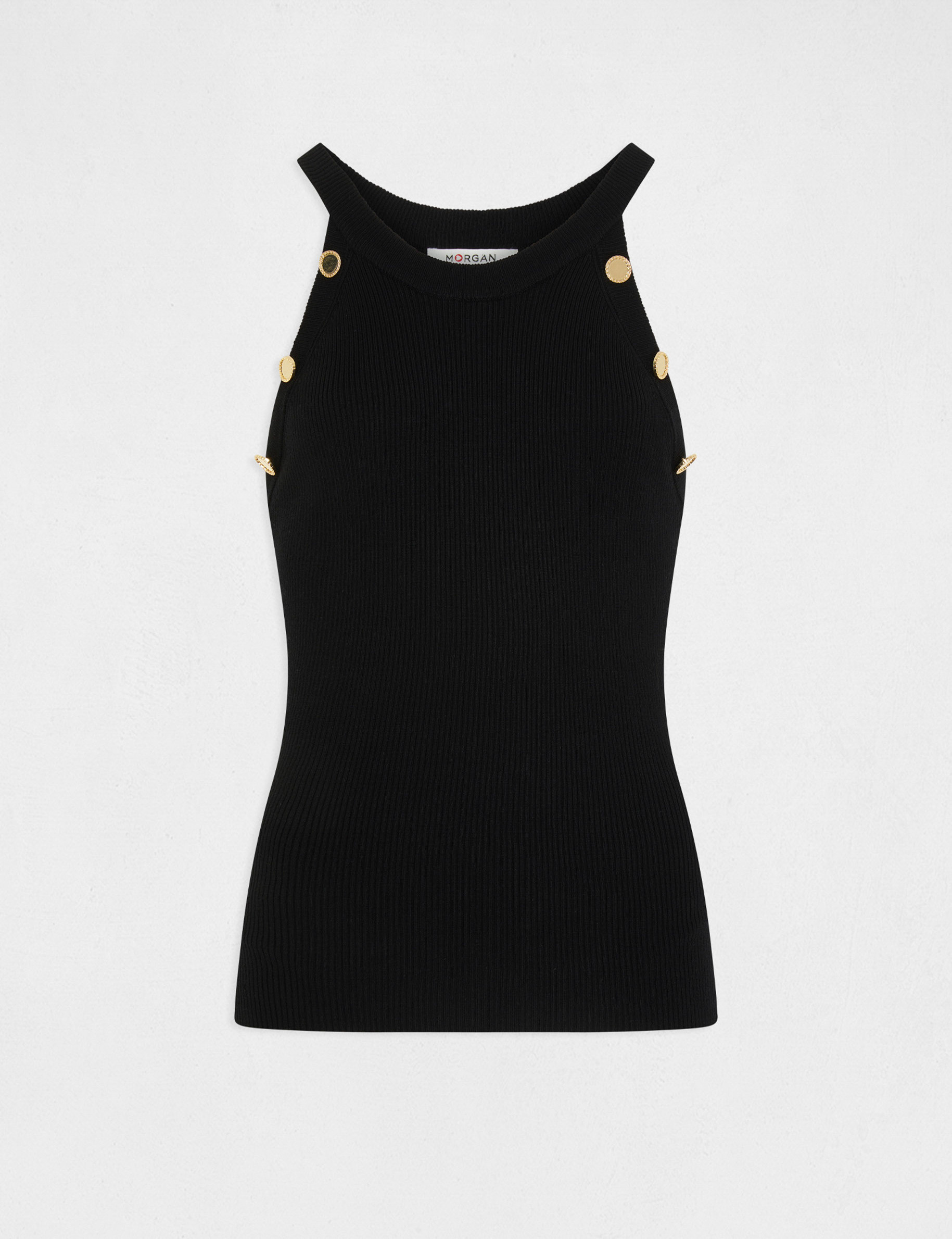 pull debardeur avec boutons noir femme Pull débardeur avec boutons noir femme