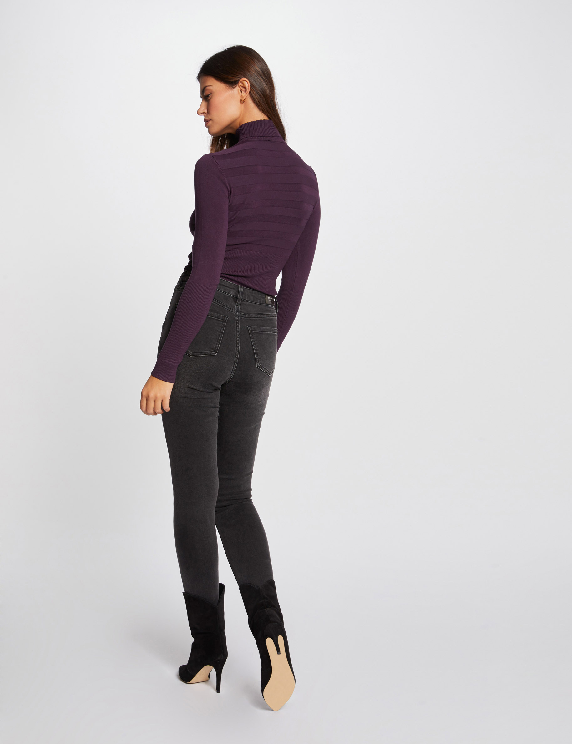 Pull manches longues col roulé framboise femme Pull manches longues col roulé framboise femme