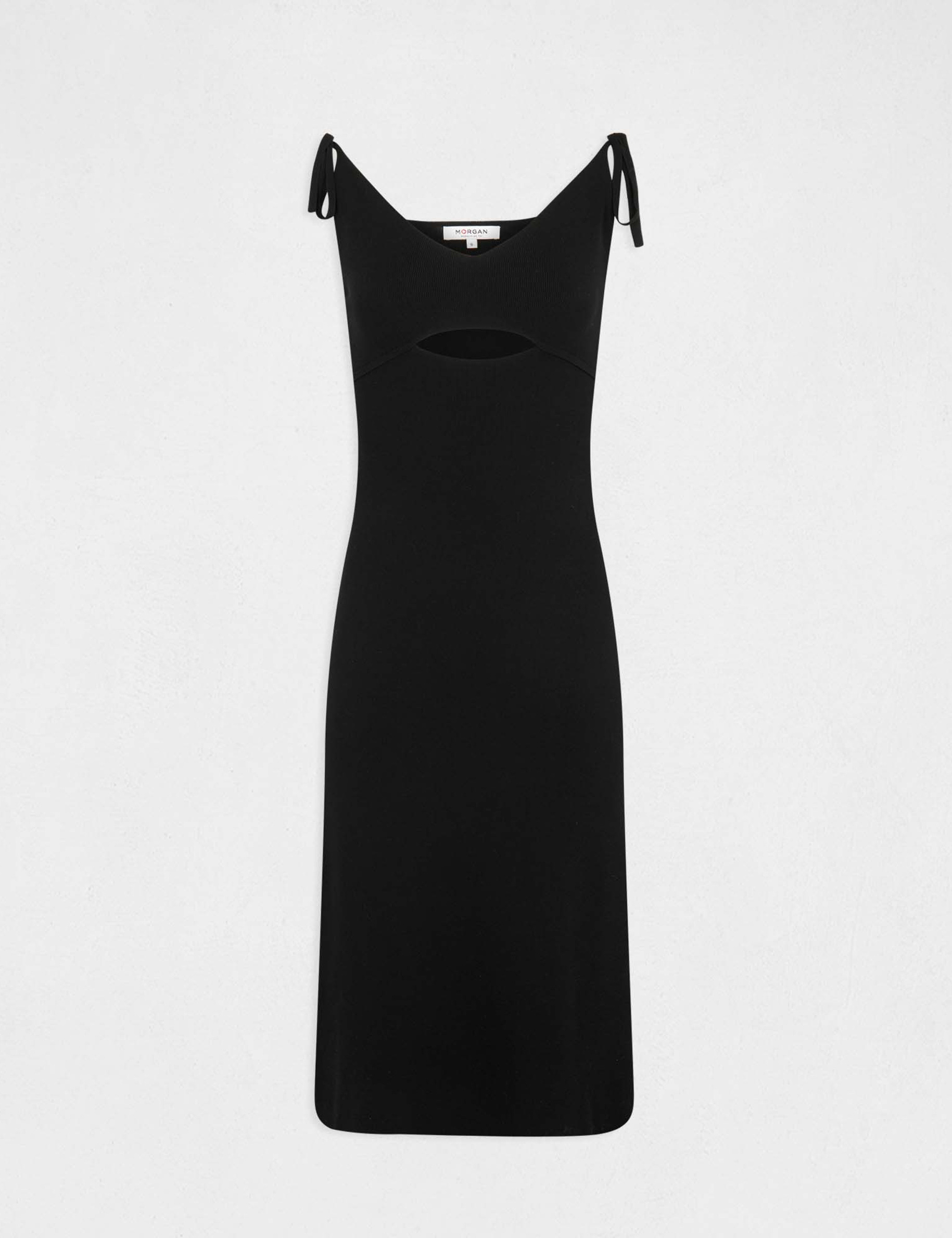 Robe pull droite bretelles fines noir femme Robe pull droite bretelles fines noir femme