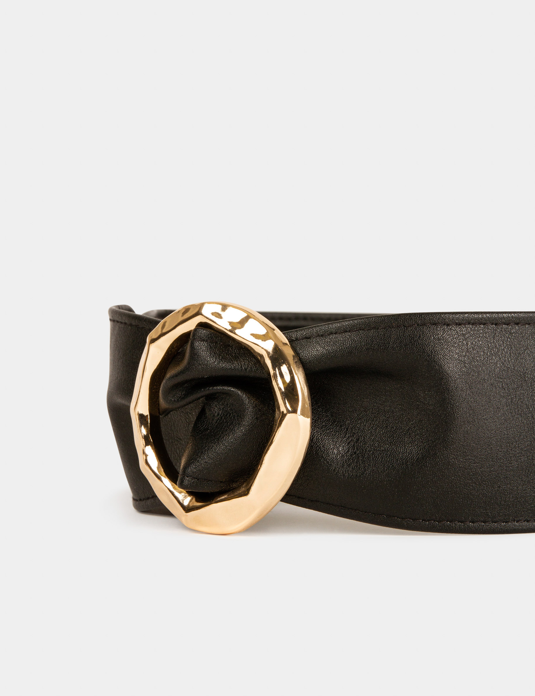 Ceinture avec boucle ronde noir femme