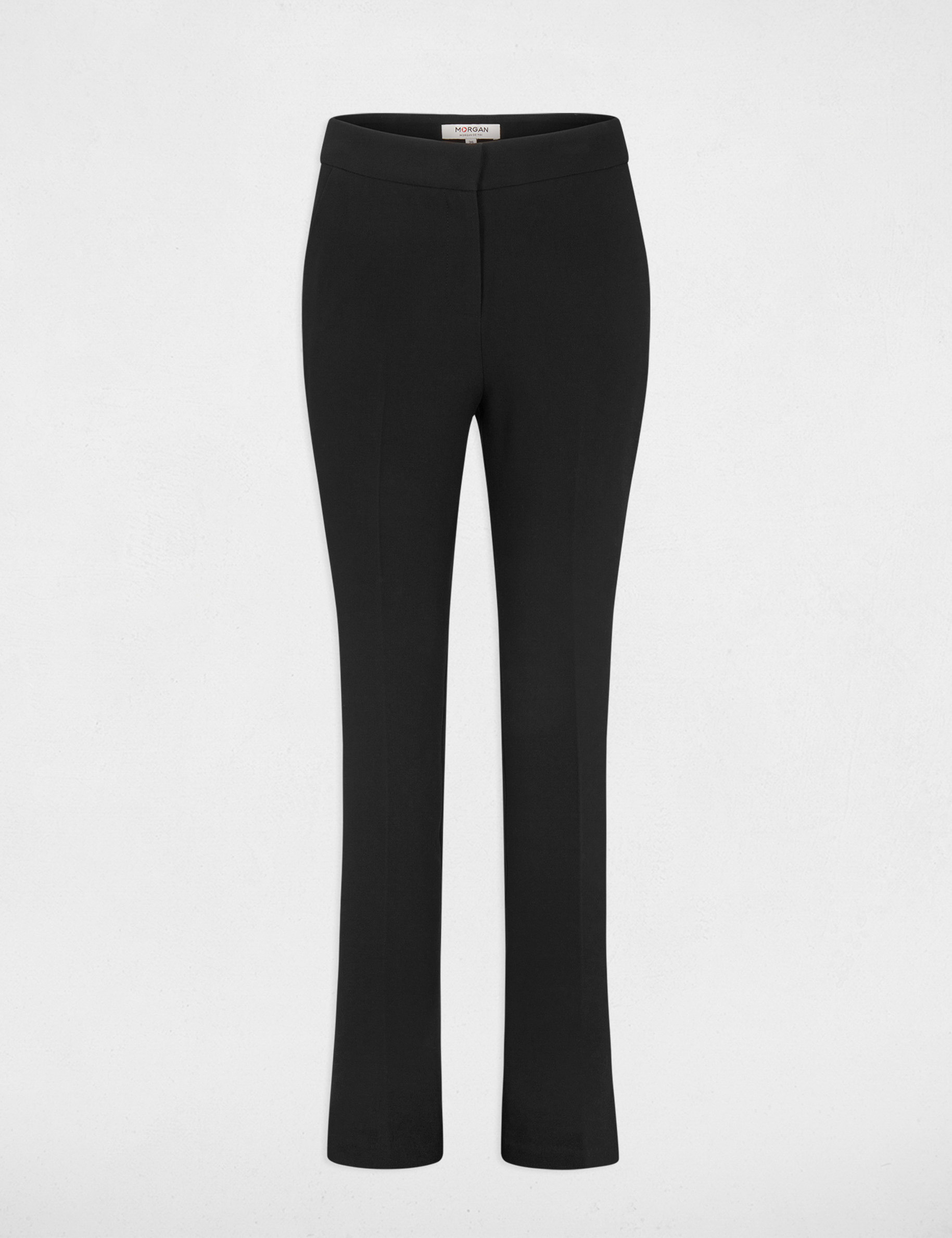 Pantalon smocking flare bandes satin noir femme