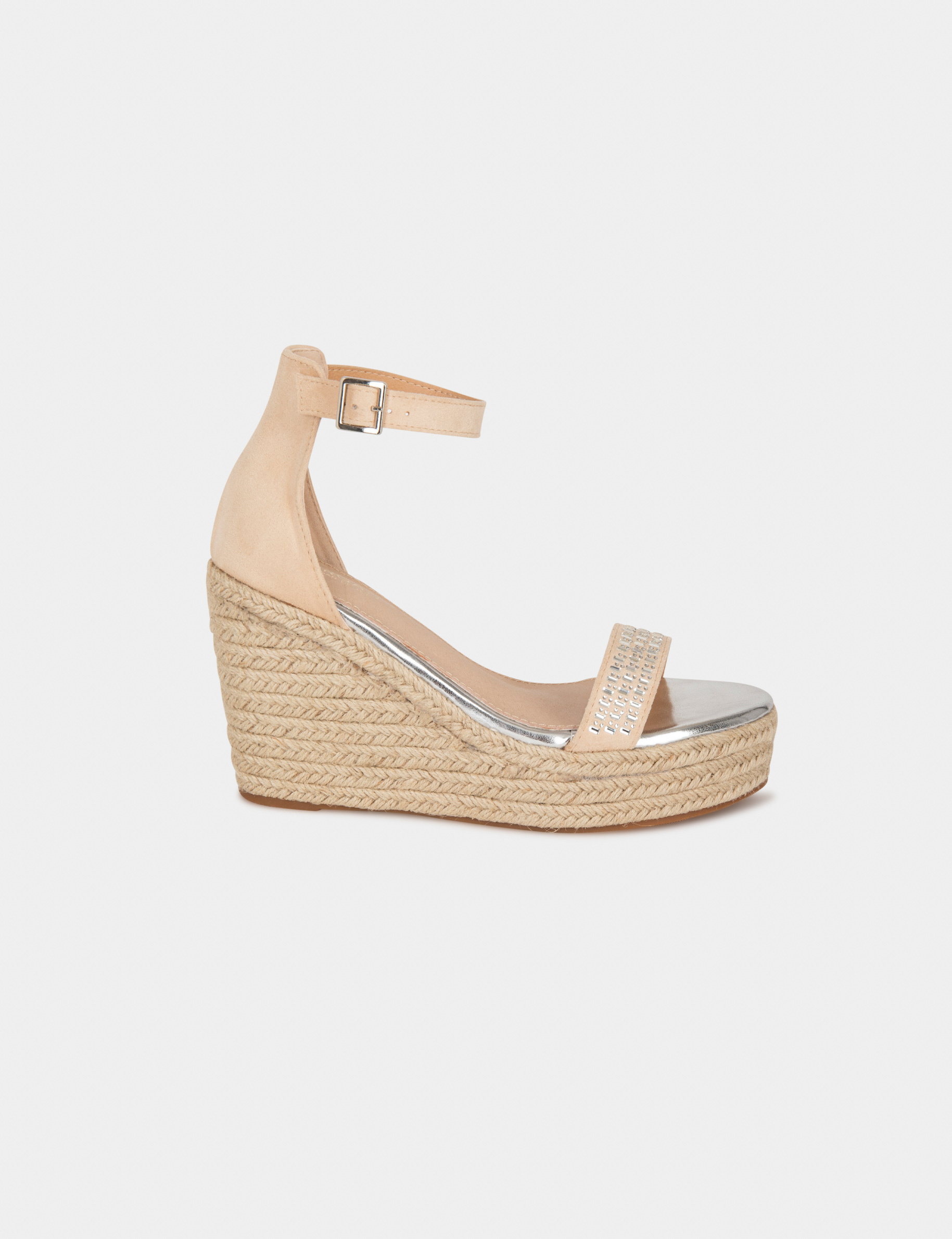 sandales compensées avec strass beige femme