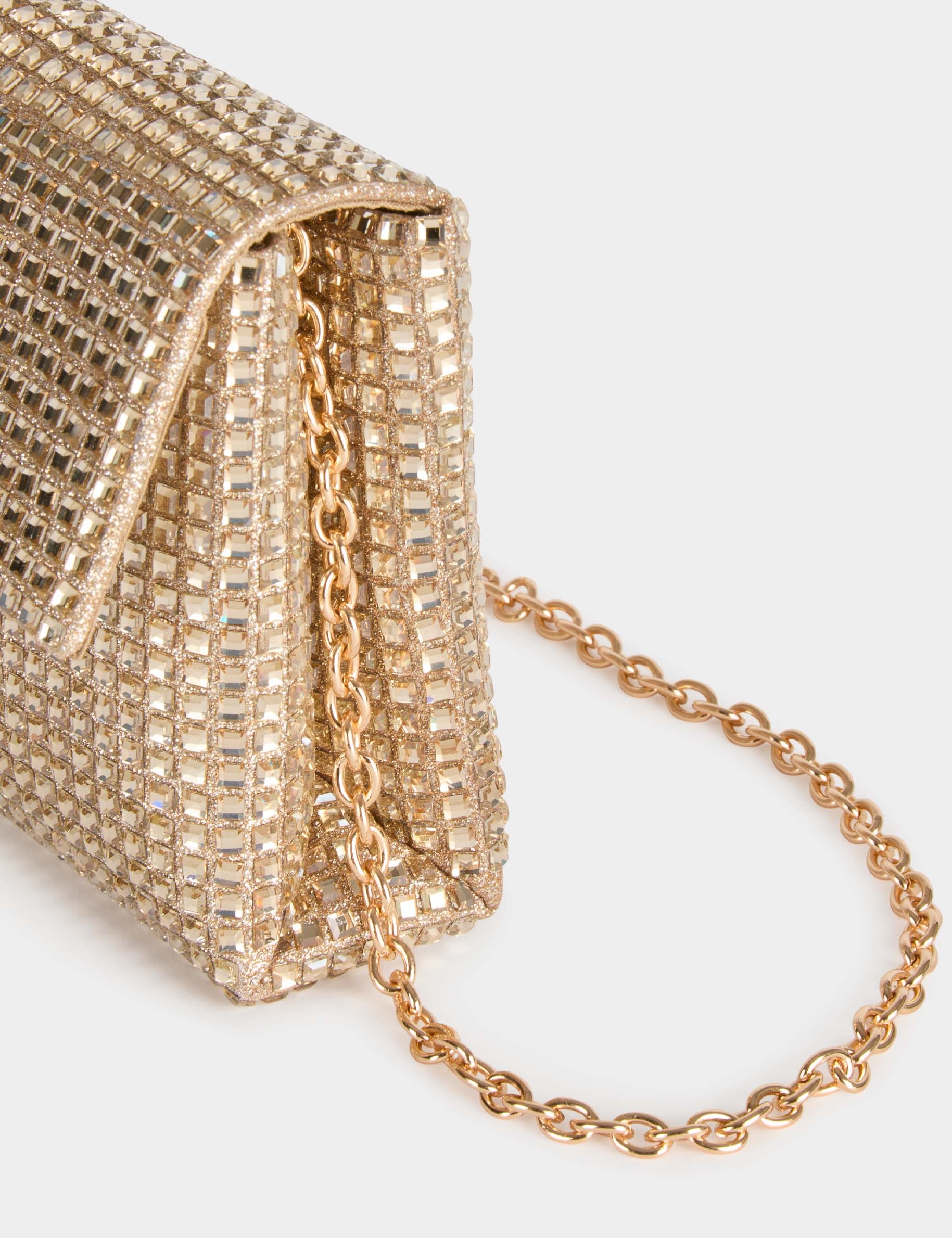 Pochette strass jaune or femme