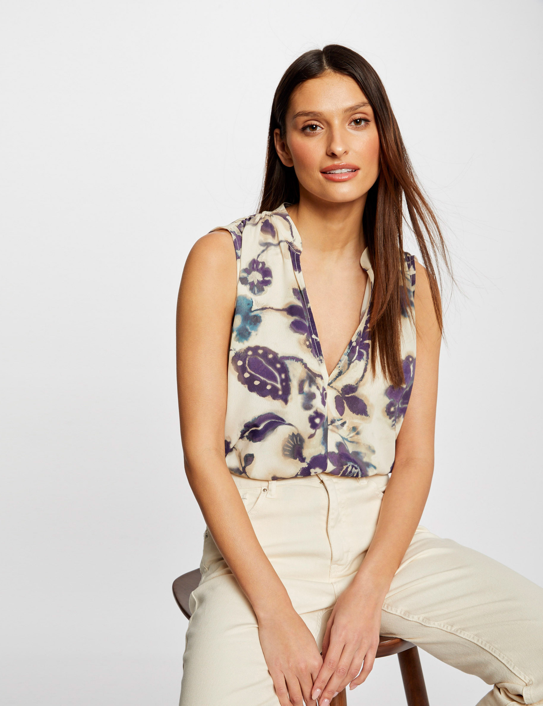 Blouse sans manches imprimé floral multico femme Blouse sans manches imprimé floral multico femme