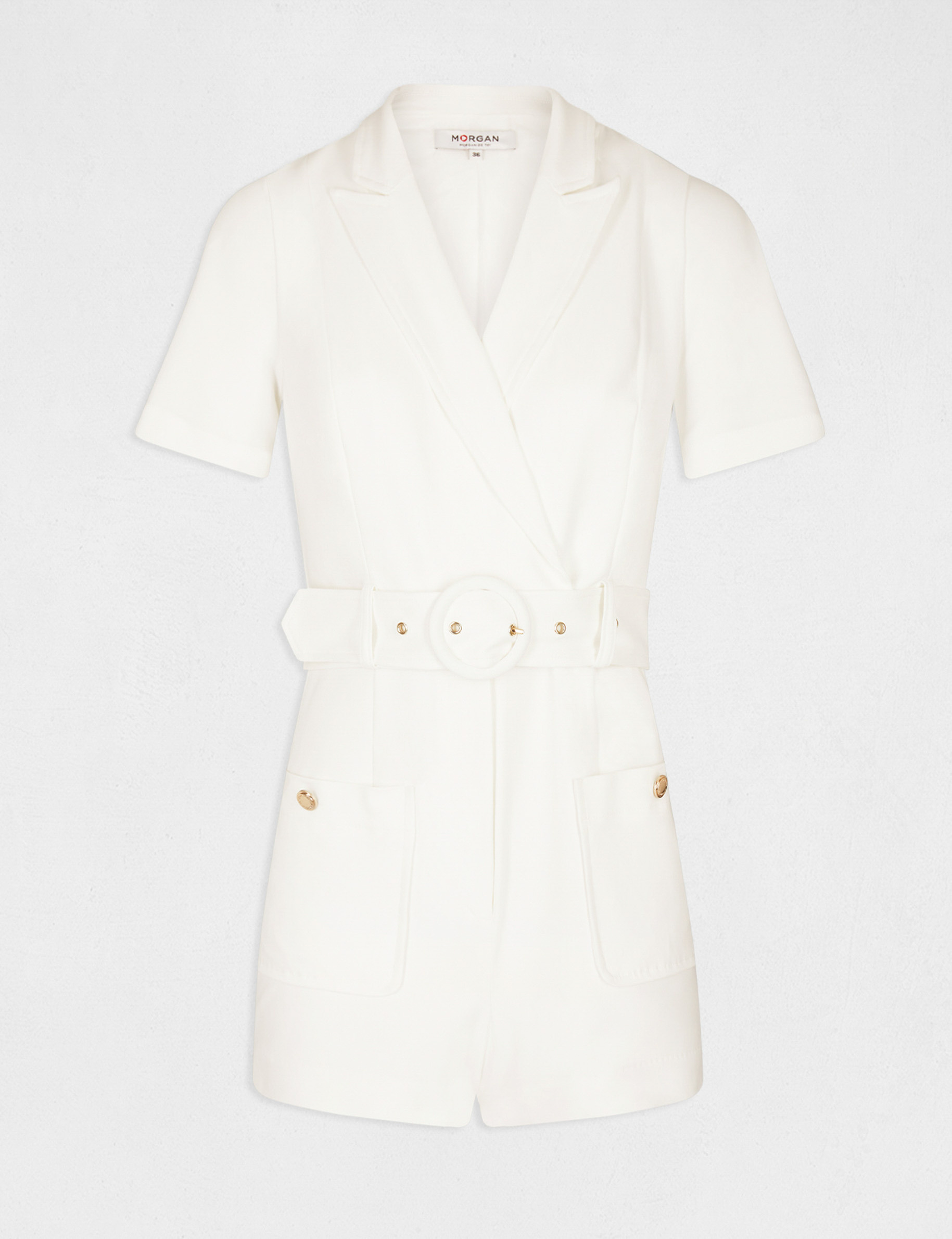 Combinaison droite ceinturée ecru femme Combinaison droite ceinturée ecru femme