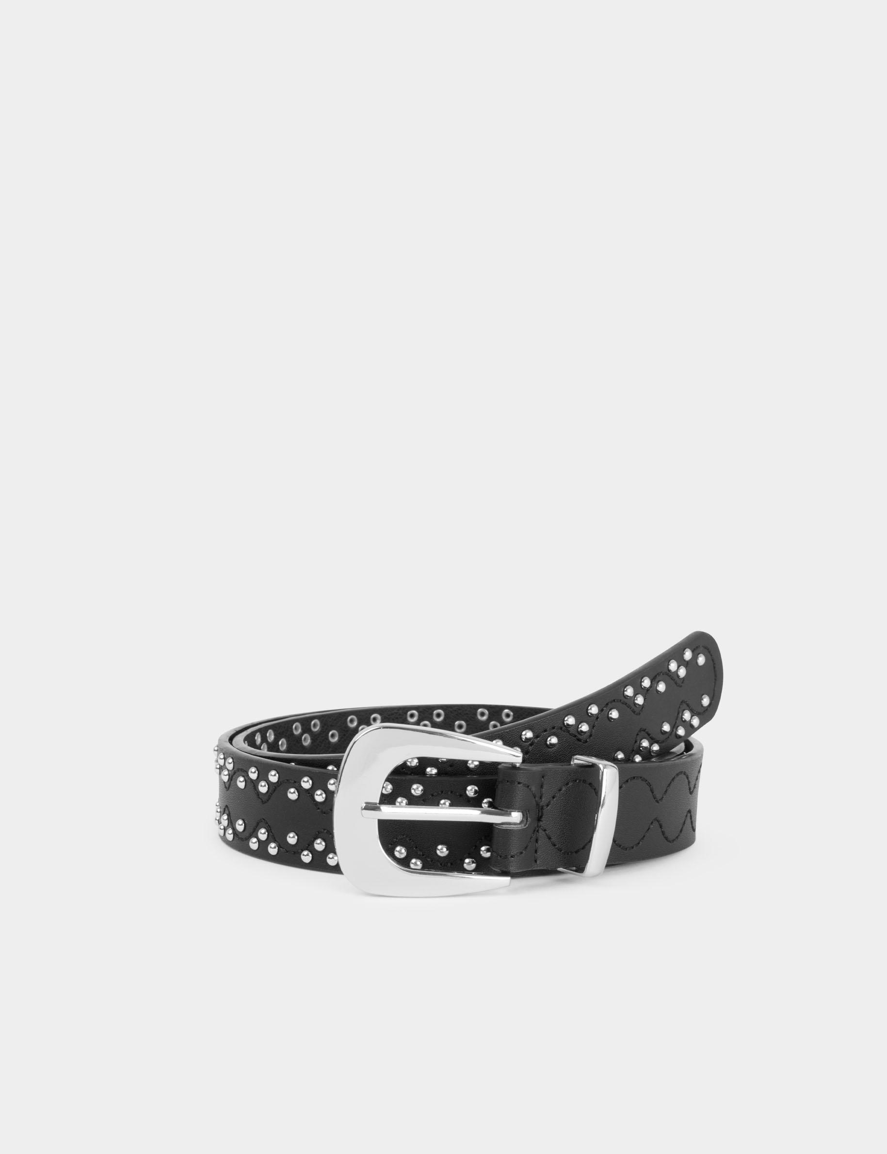 Ceinture fine clout&eacute;e noir femme