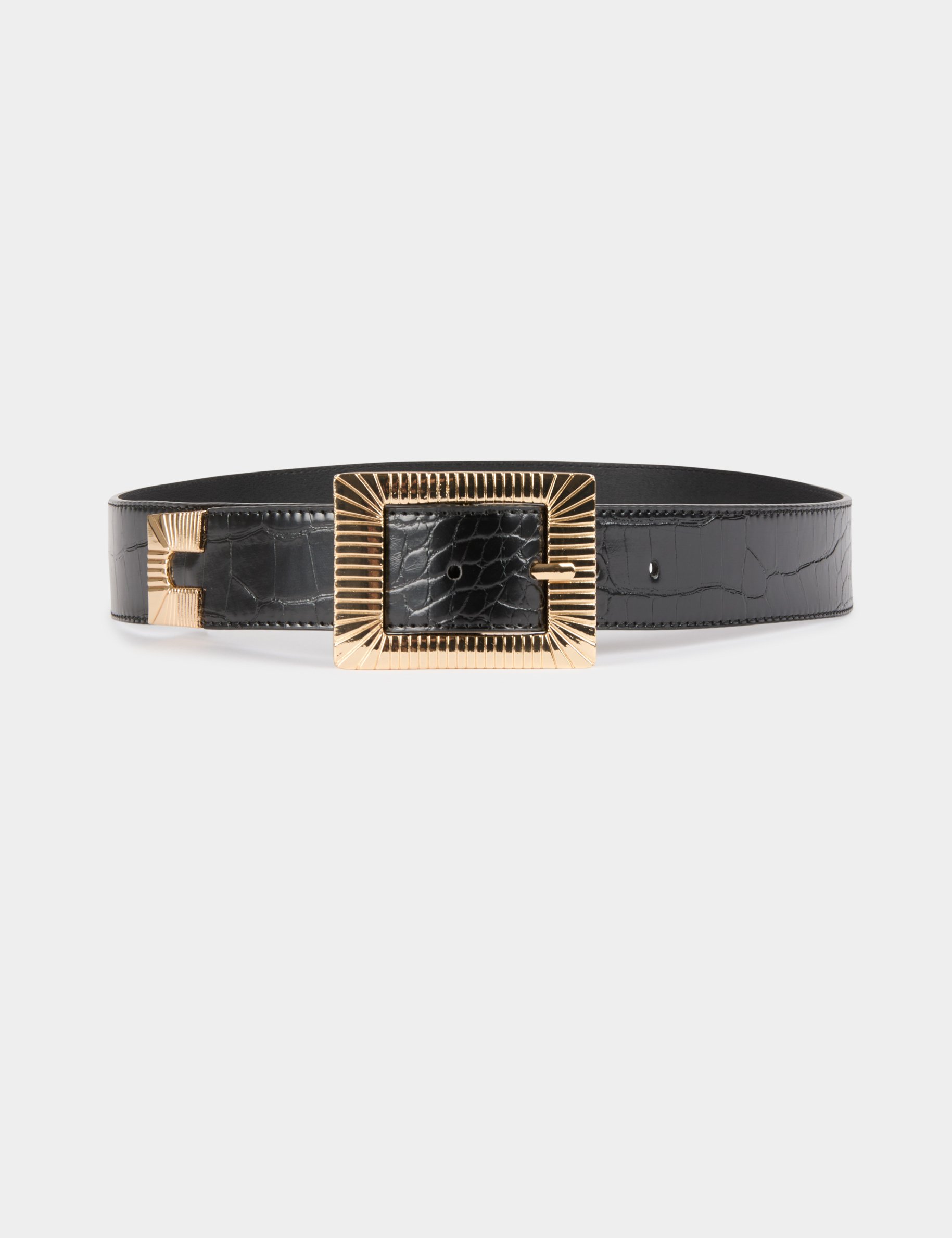 ceinture aspect croco noir femme Ceinture aspect croco noir femme
