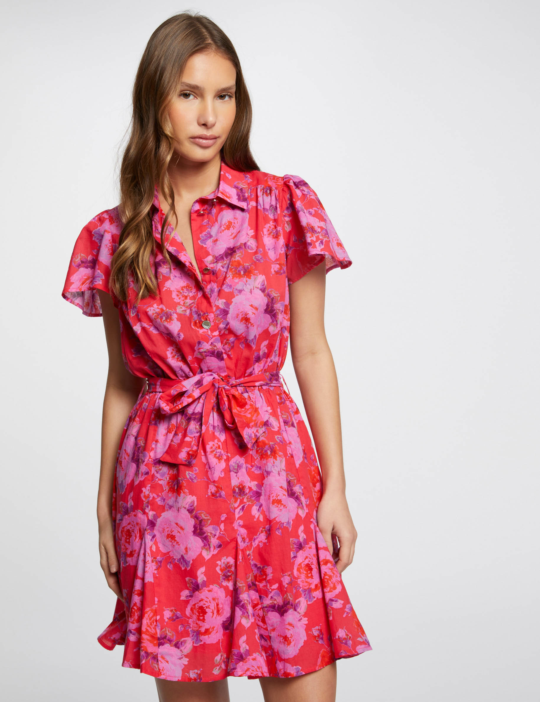 robe courte cintree imprimee multico femme Robe courte cintrée imprimée multico femme