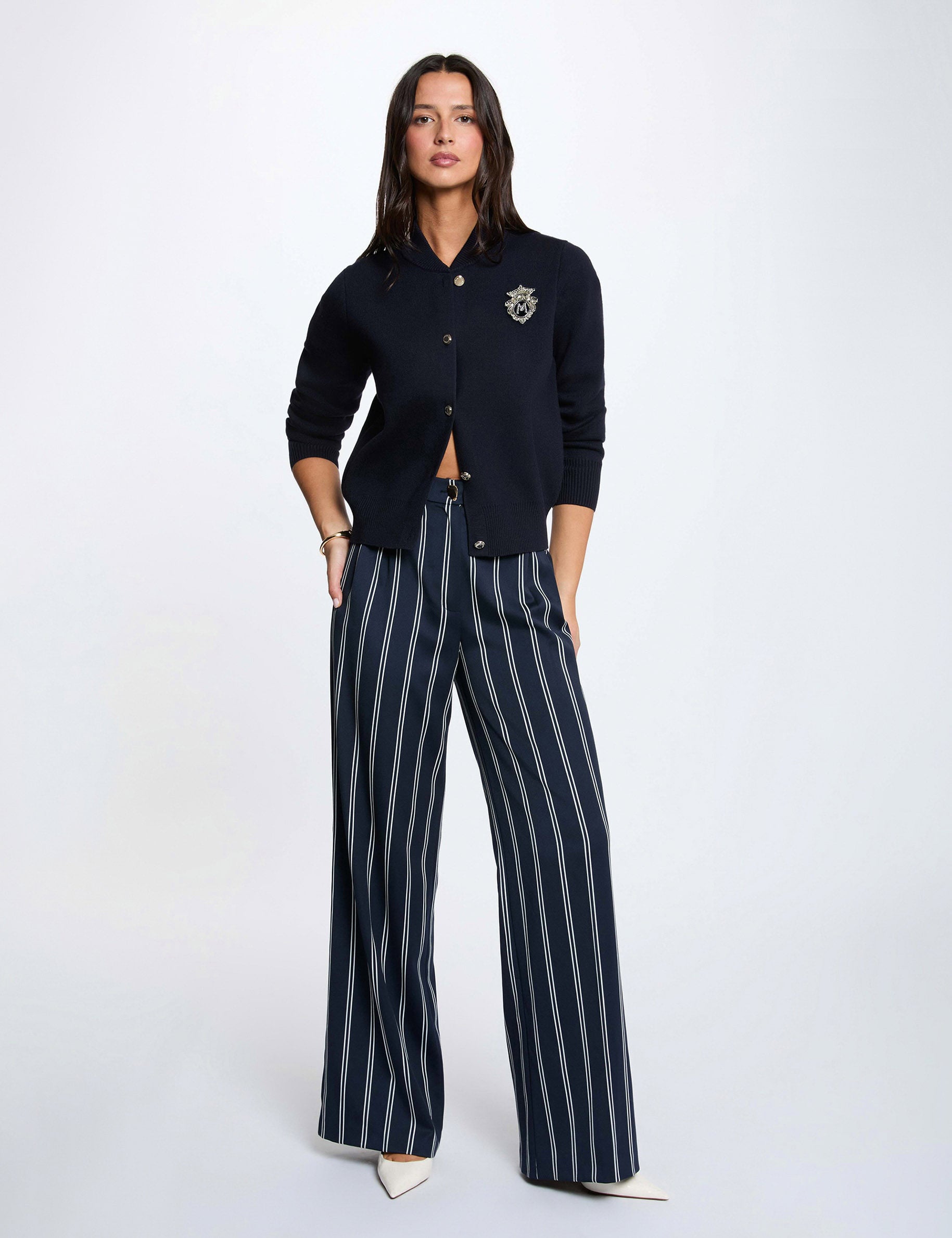 Veste col teddy bleu marine femme