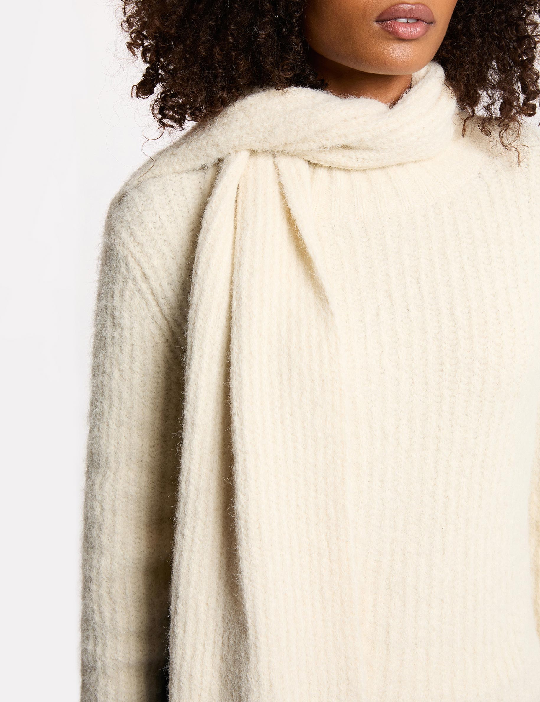 Pull col à revers ivoire femme | Morgan