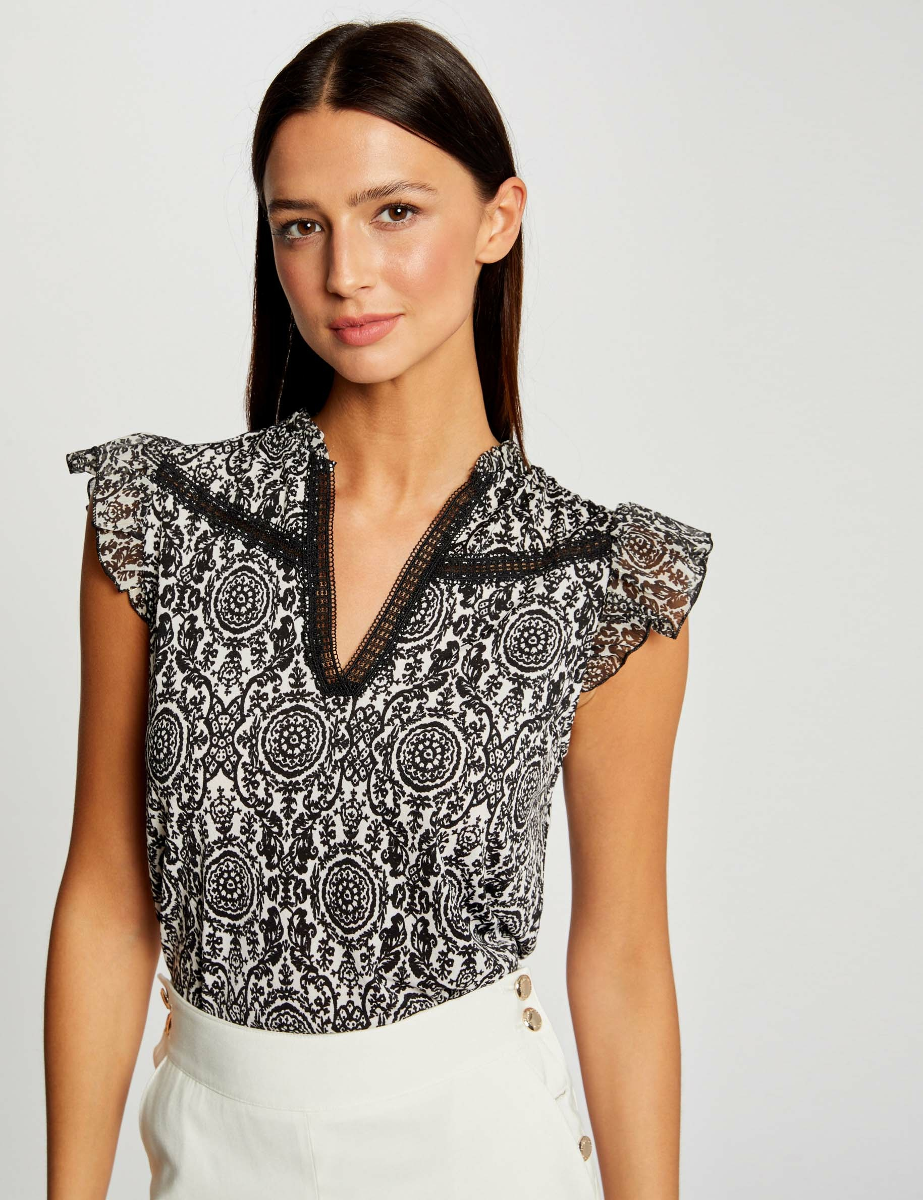 T-shirt manches courtes imprimé foulard multico femme T-shirt manches courtes imprimé foulard multico femme