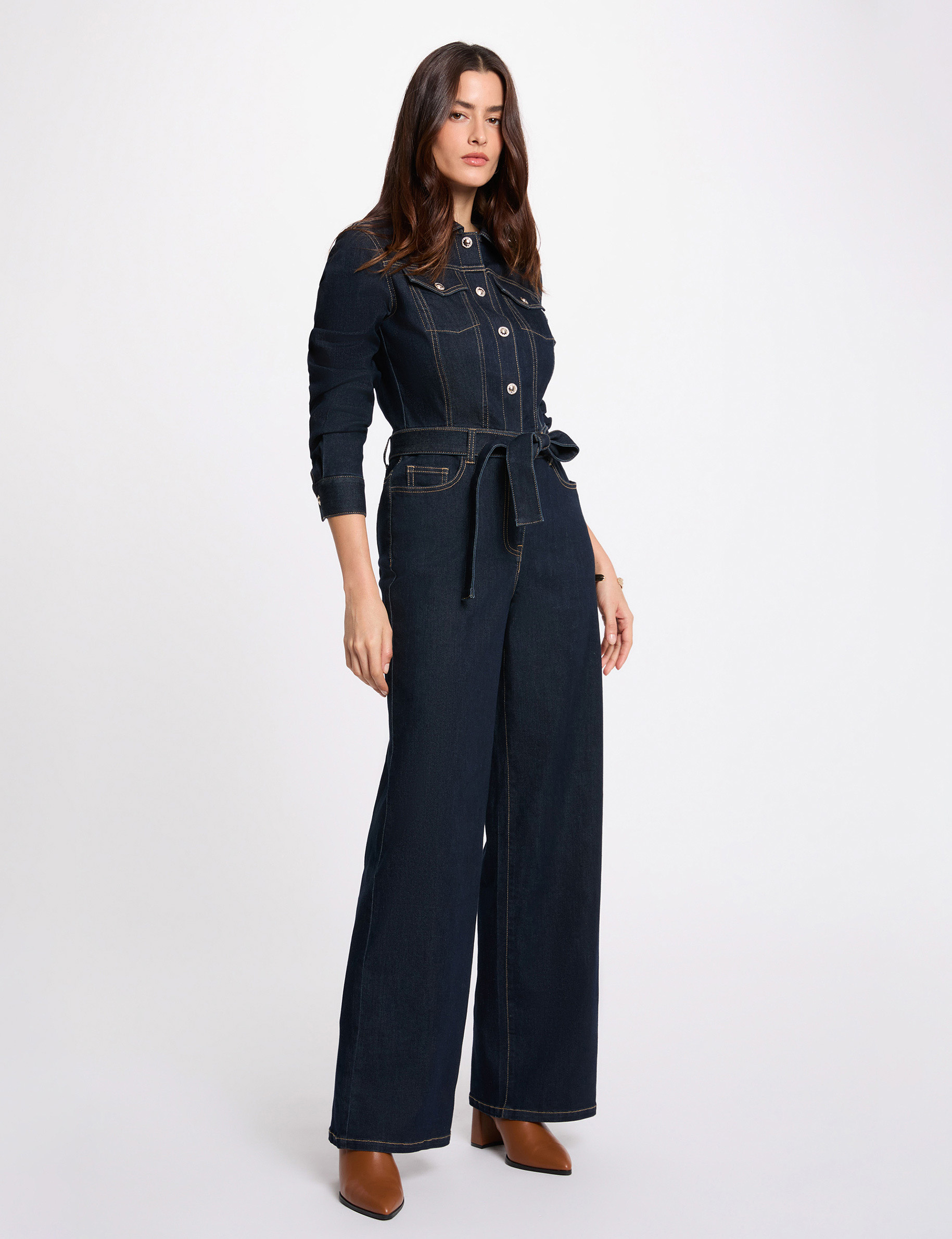 Combinaison jean large denim brut femme