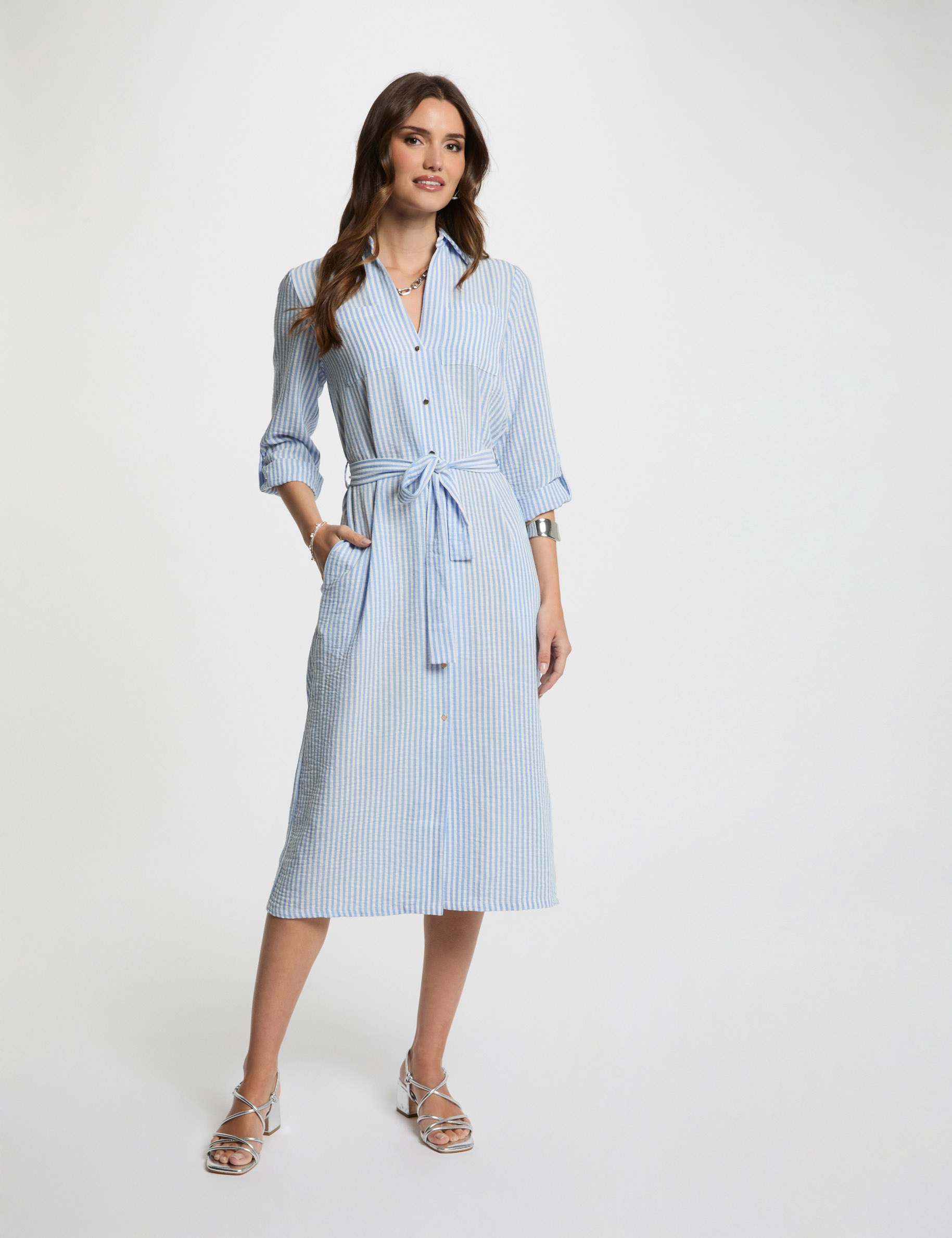 robe droite rayee bleu femme Robe droite rayée bleu femme