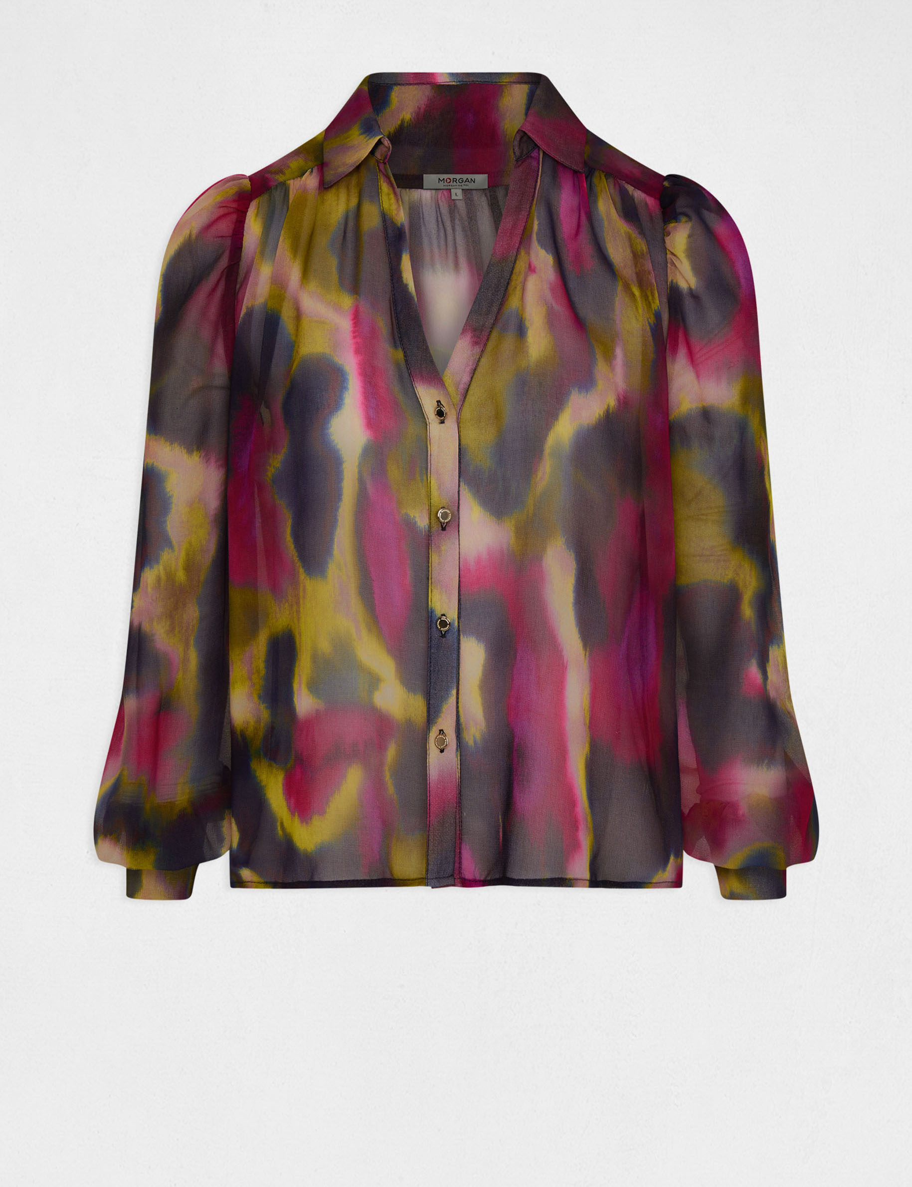 Chemise manches longues imprimé abstrait multico femme