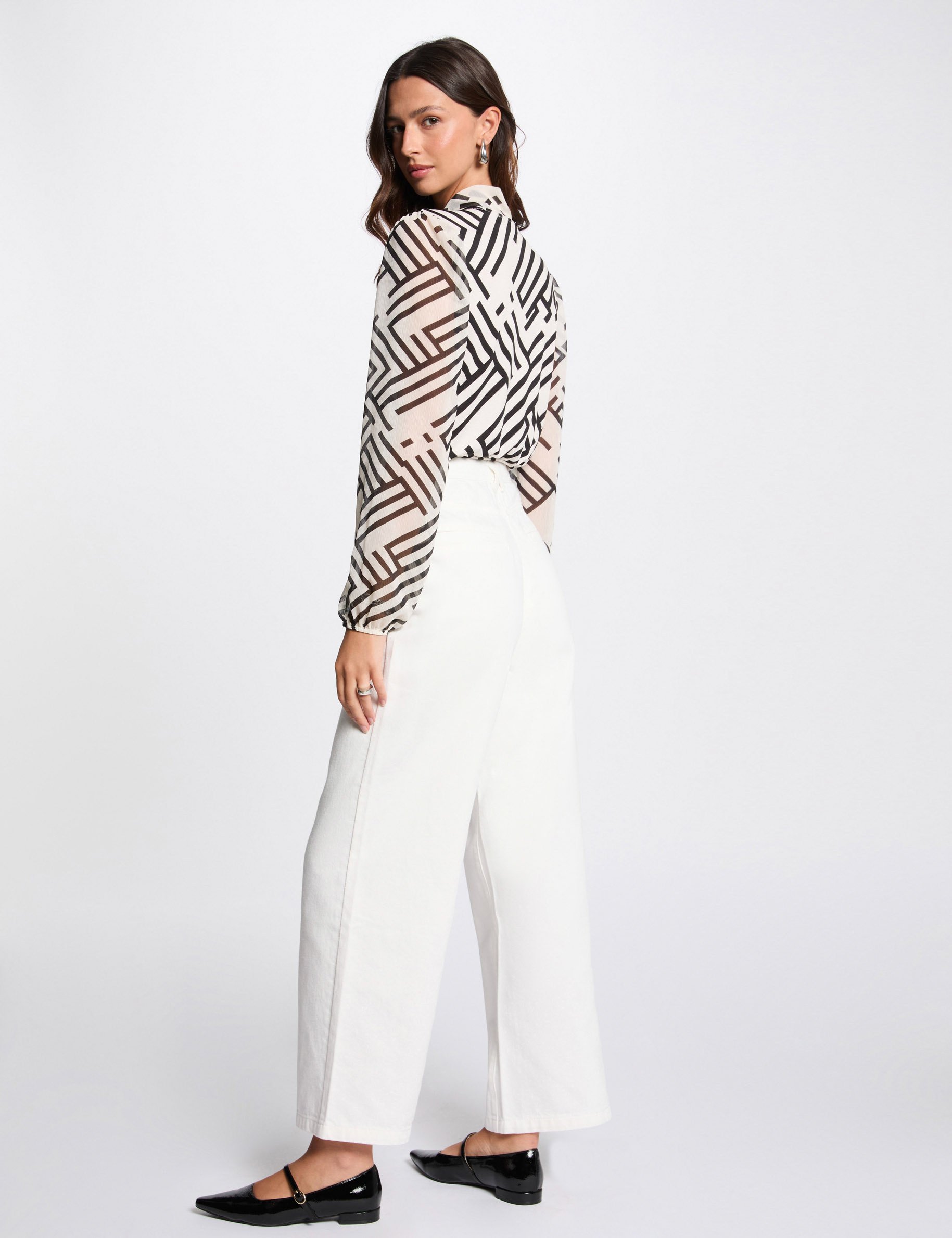jeans large taille haute blanc femme Jeans large taille haute blanc femme