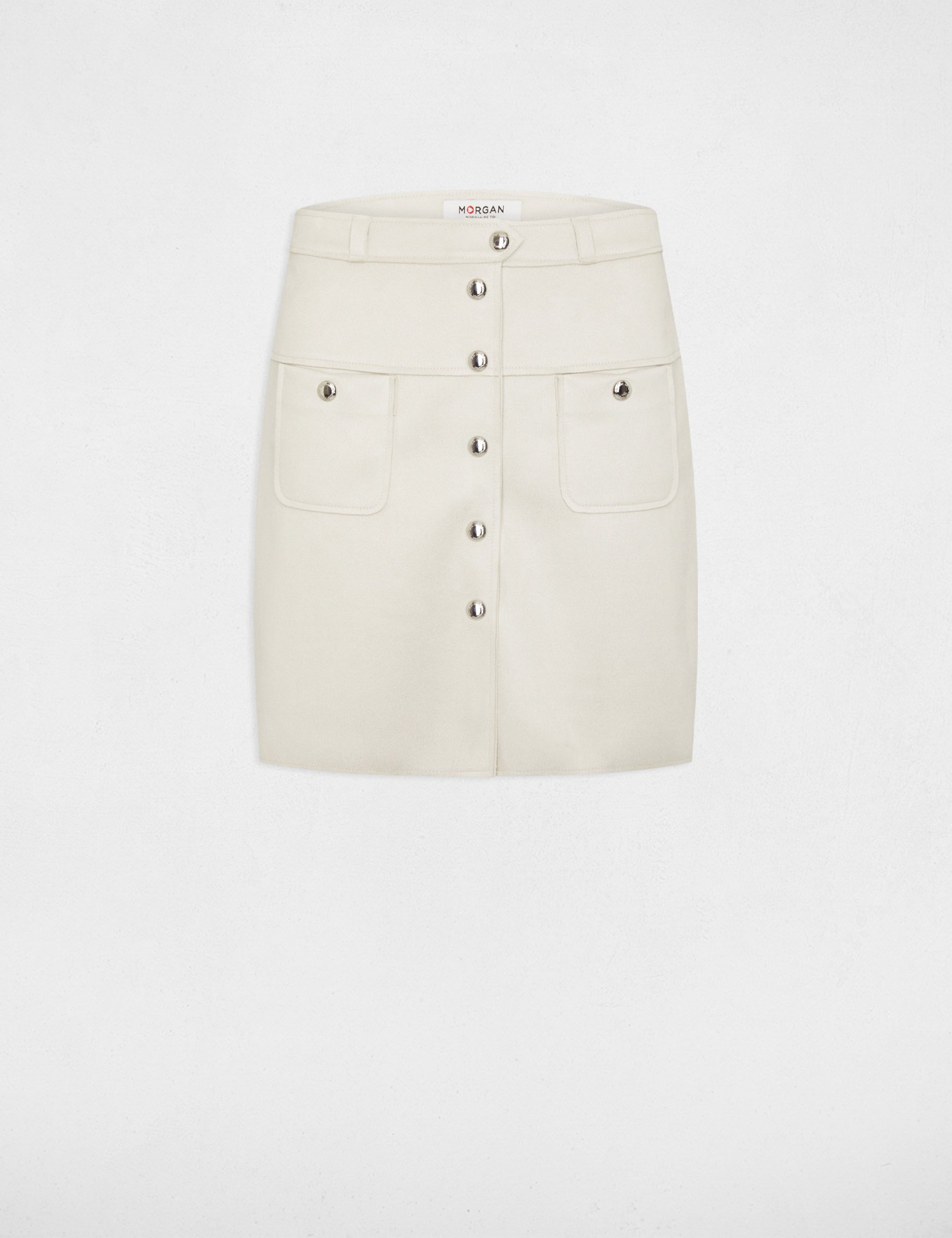 jupe courte droite suedine ecru femme Jupe courte droite suédine ecru femme