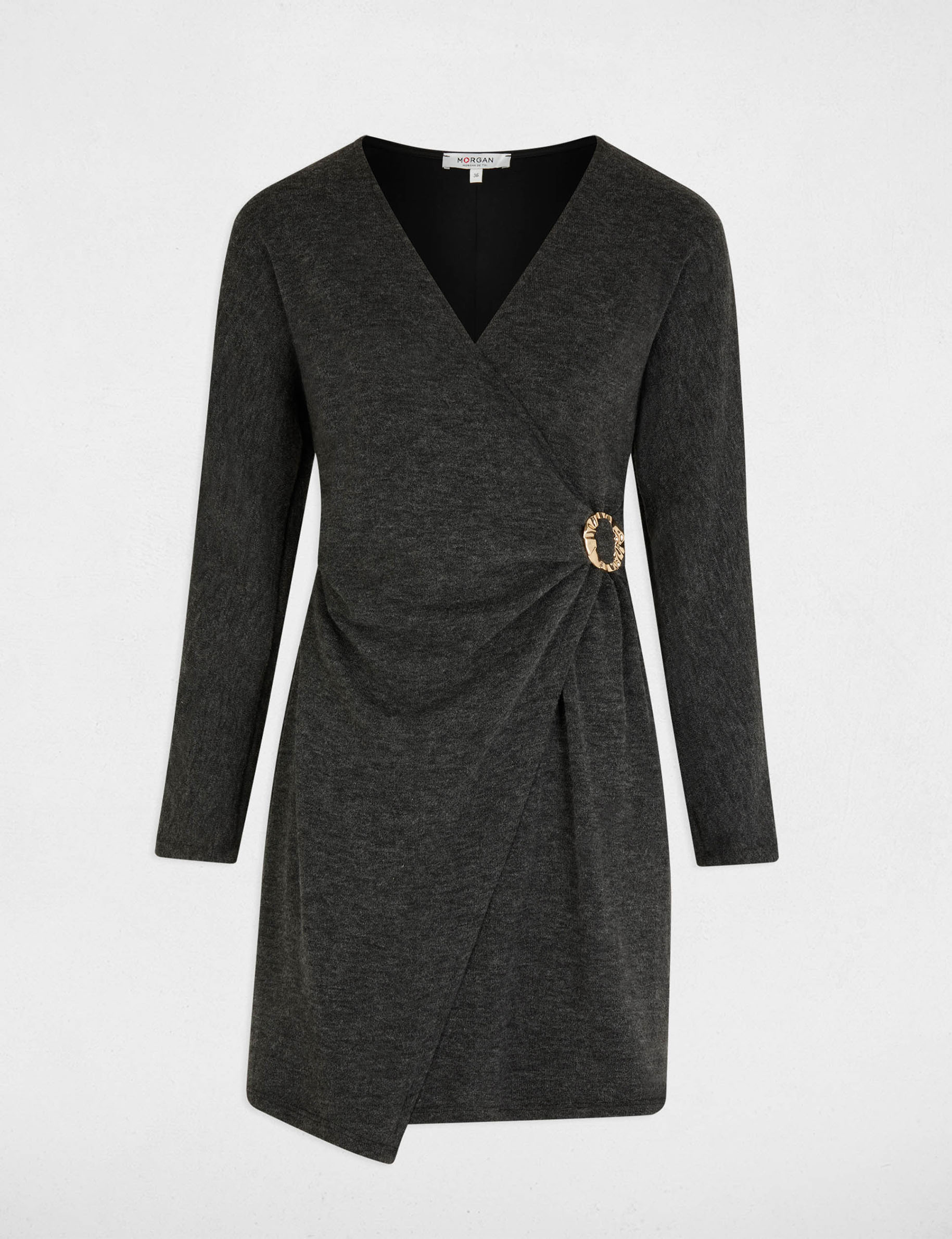 Robe courte portefeuille gris moyen femme