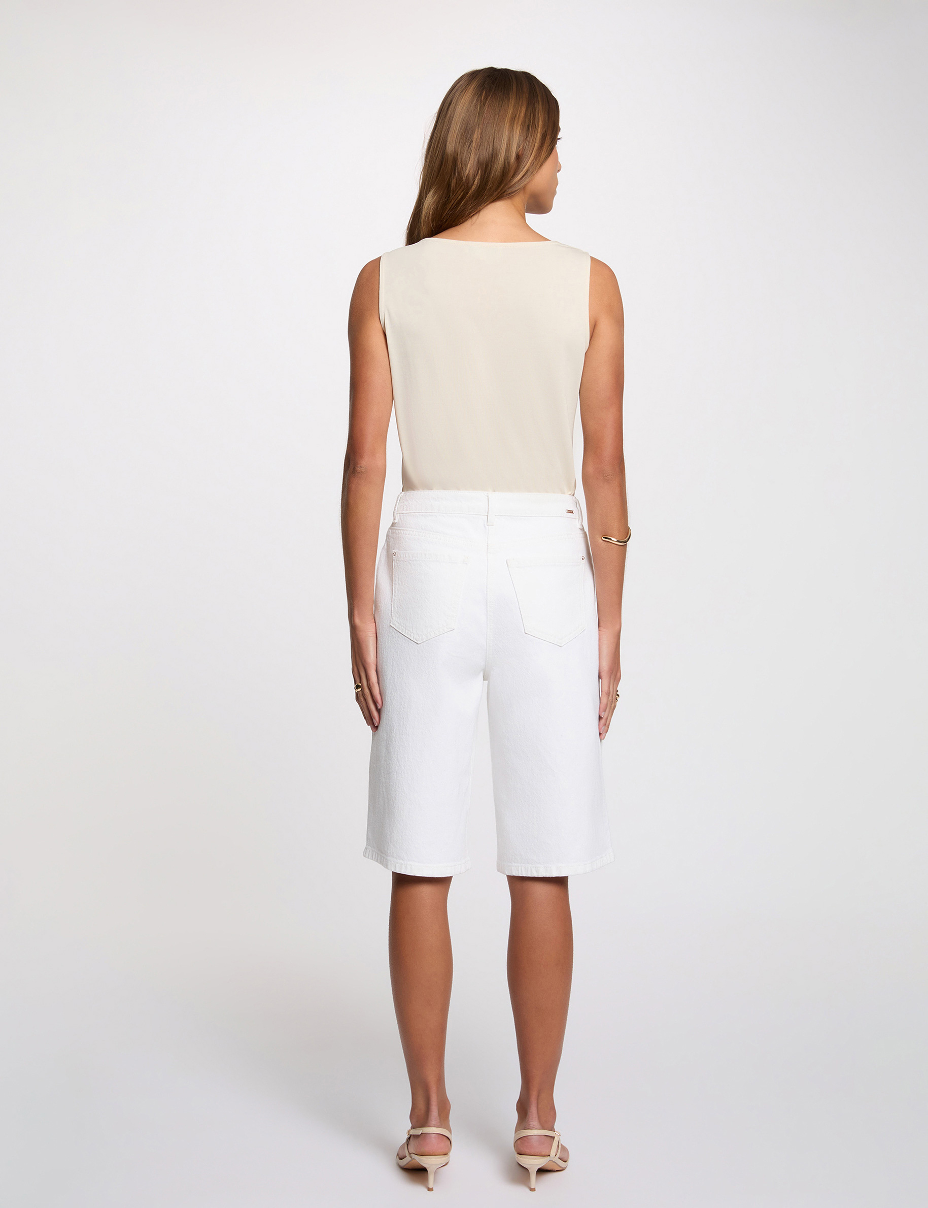 D&eacute;bardeur col b&eacute;nitier beige clair femme