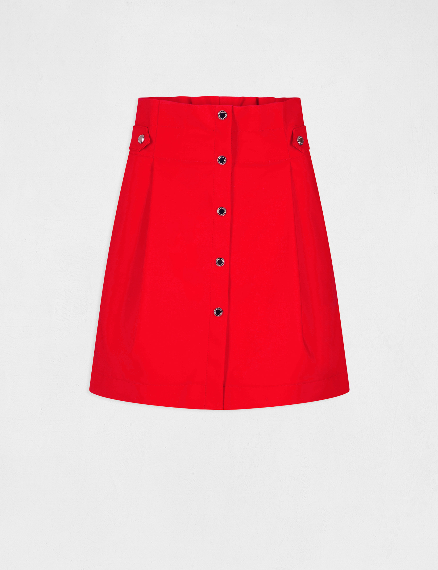 Jupe droite taille haute boutonnée rouge femme
