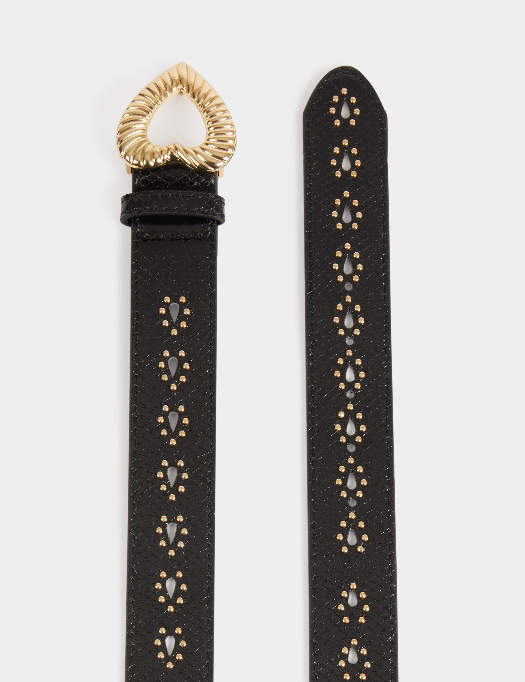 ceinture croco boucle coeur noir femme Ceinture croco boucle coeur noir femme