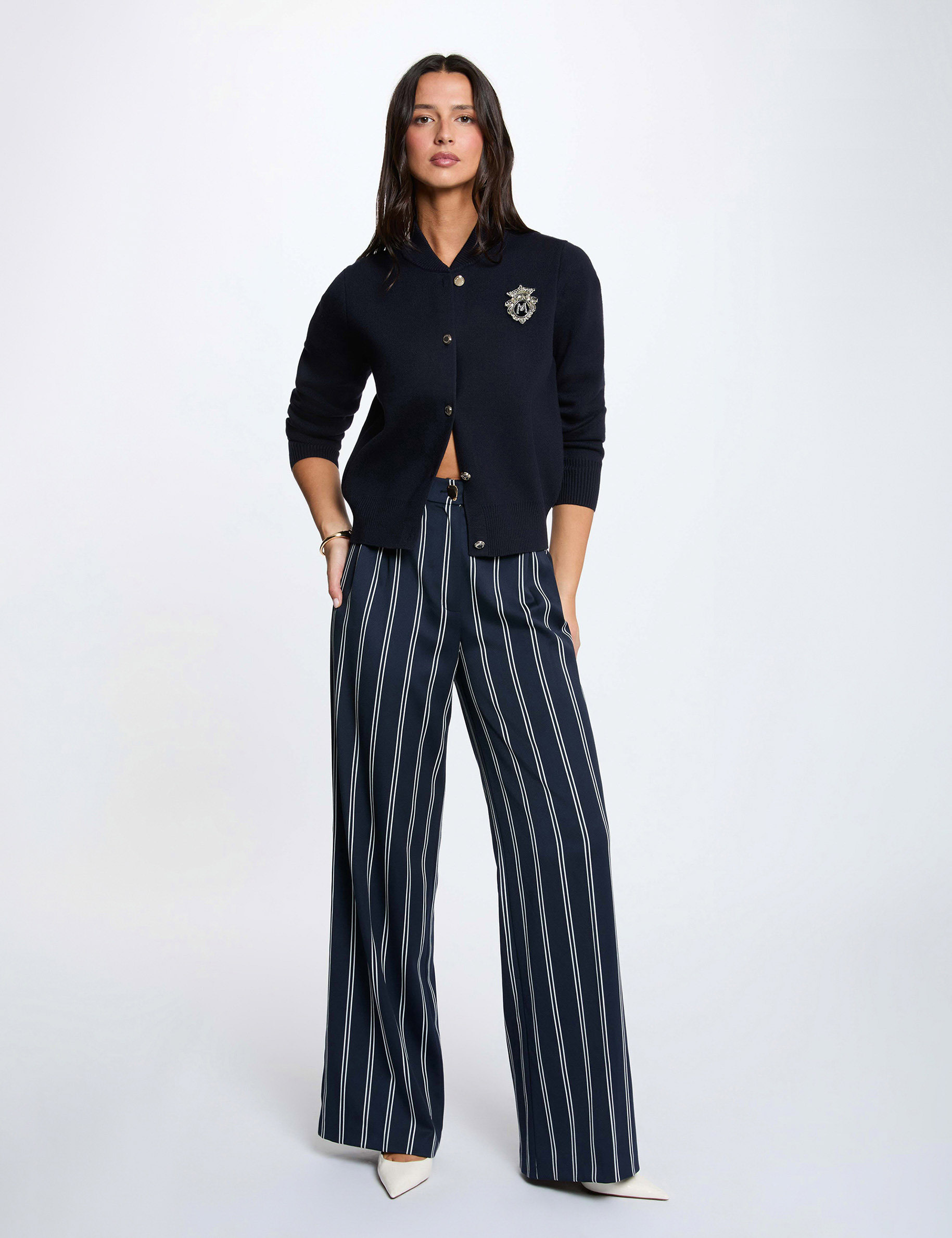 Pull col teddy bleu marine femme