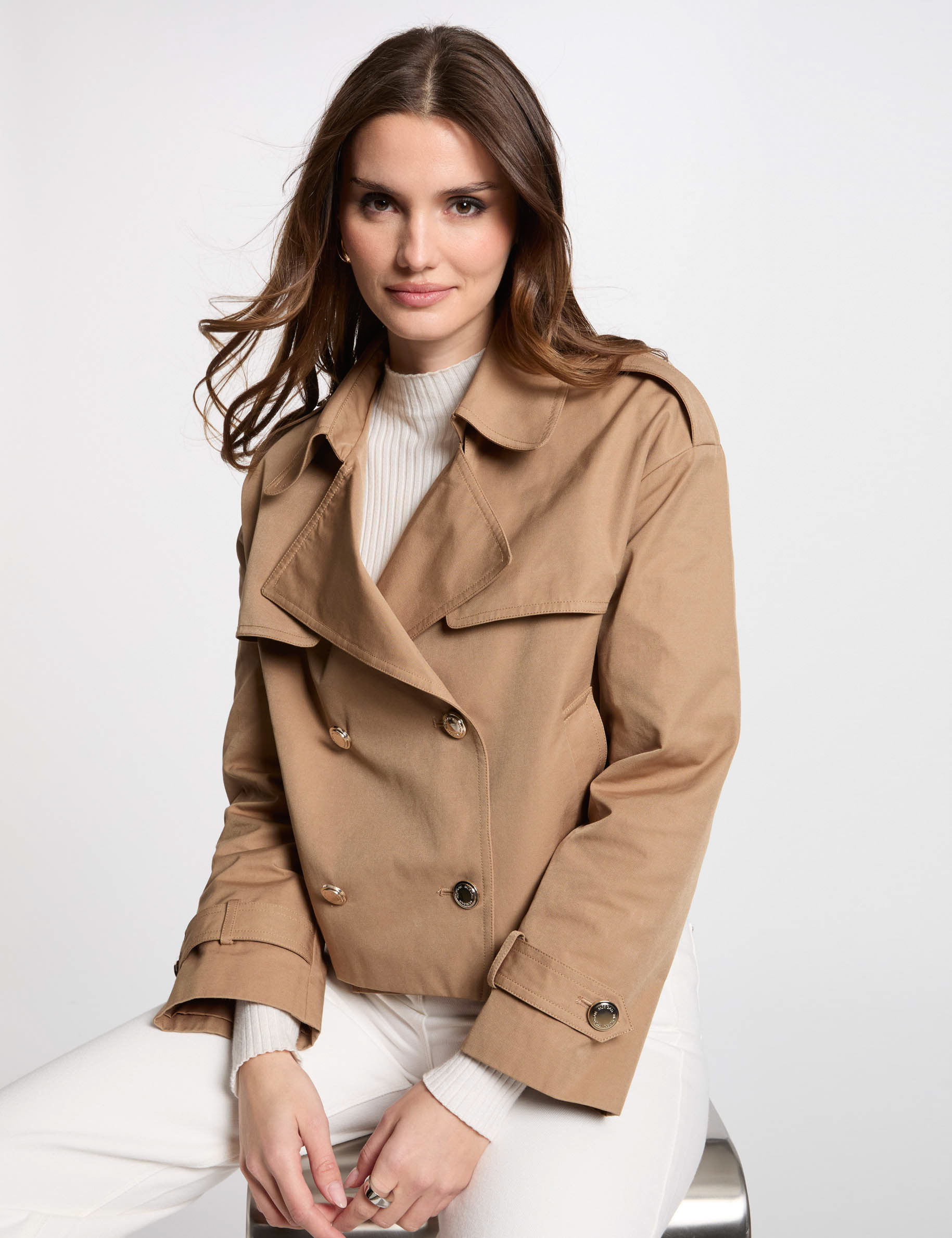 trench court boutonne camel femme Trench court boutonné camel femme