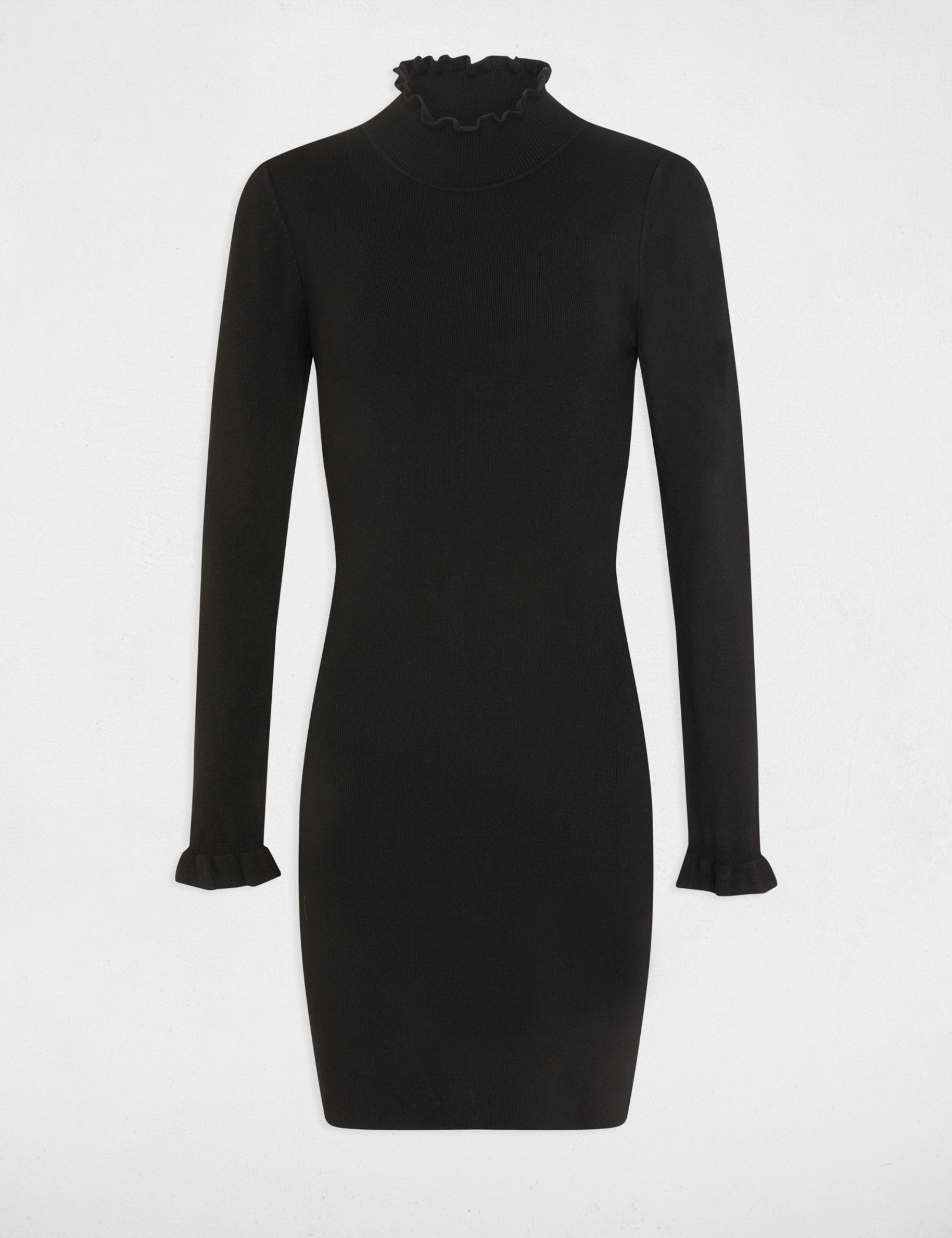 robe pull ajustee avec col montant noir femme Robe pull ajustée avec col montant noir femme
