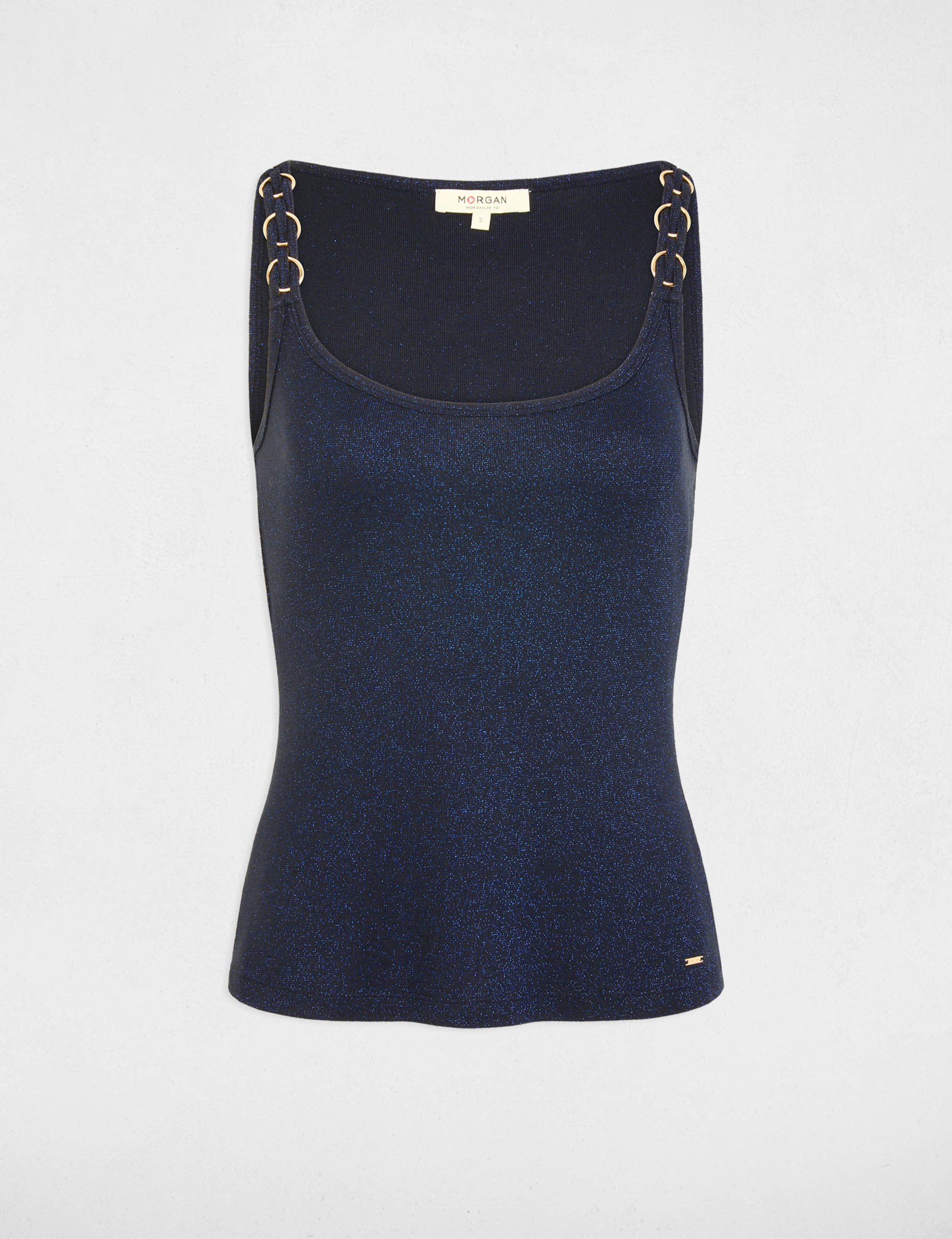 T-shirt cintr&eacute; col rond bleu marine femme