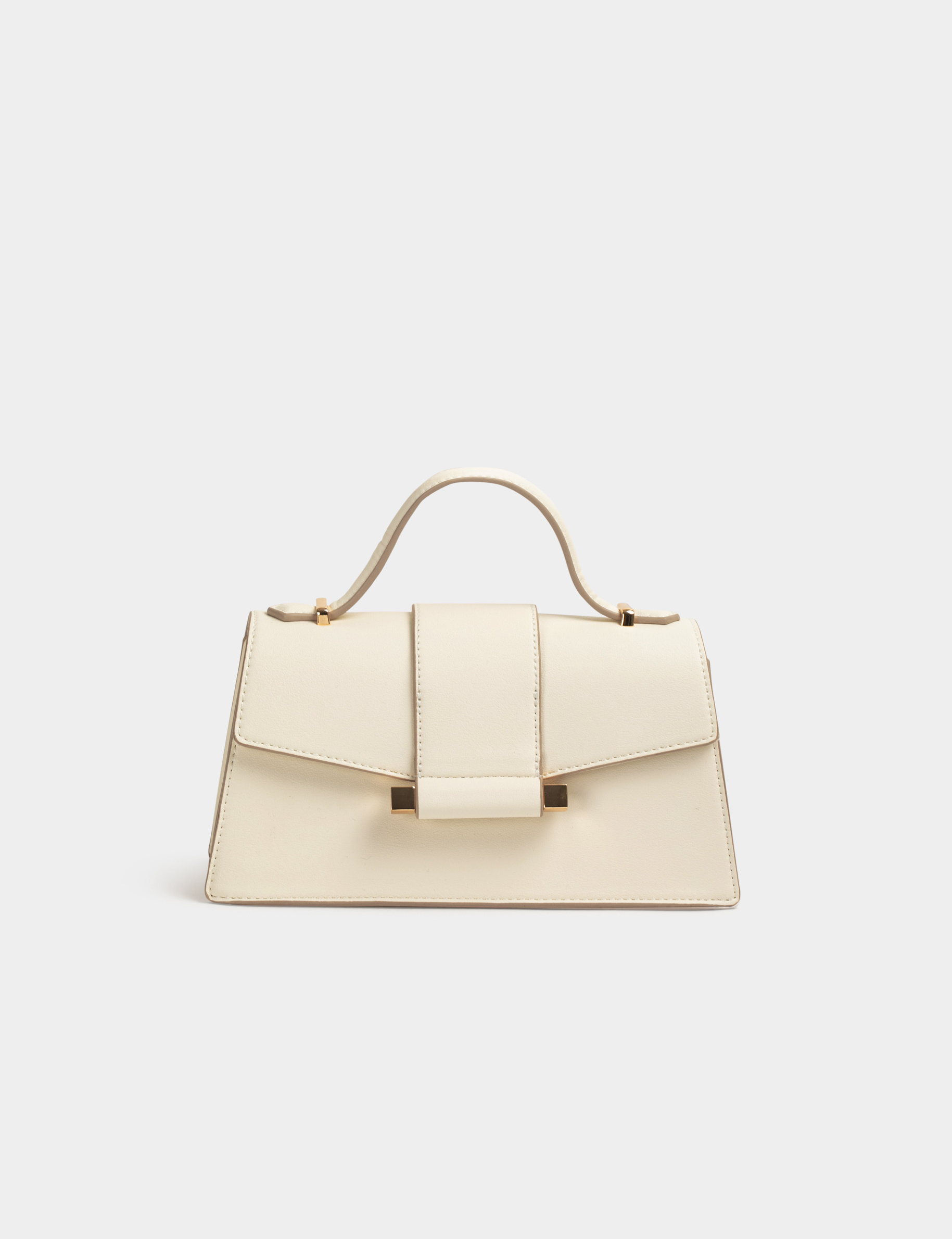 Sac pochette avec bandoulière chaîne beige femme