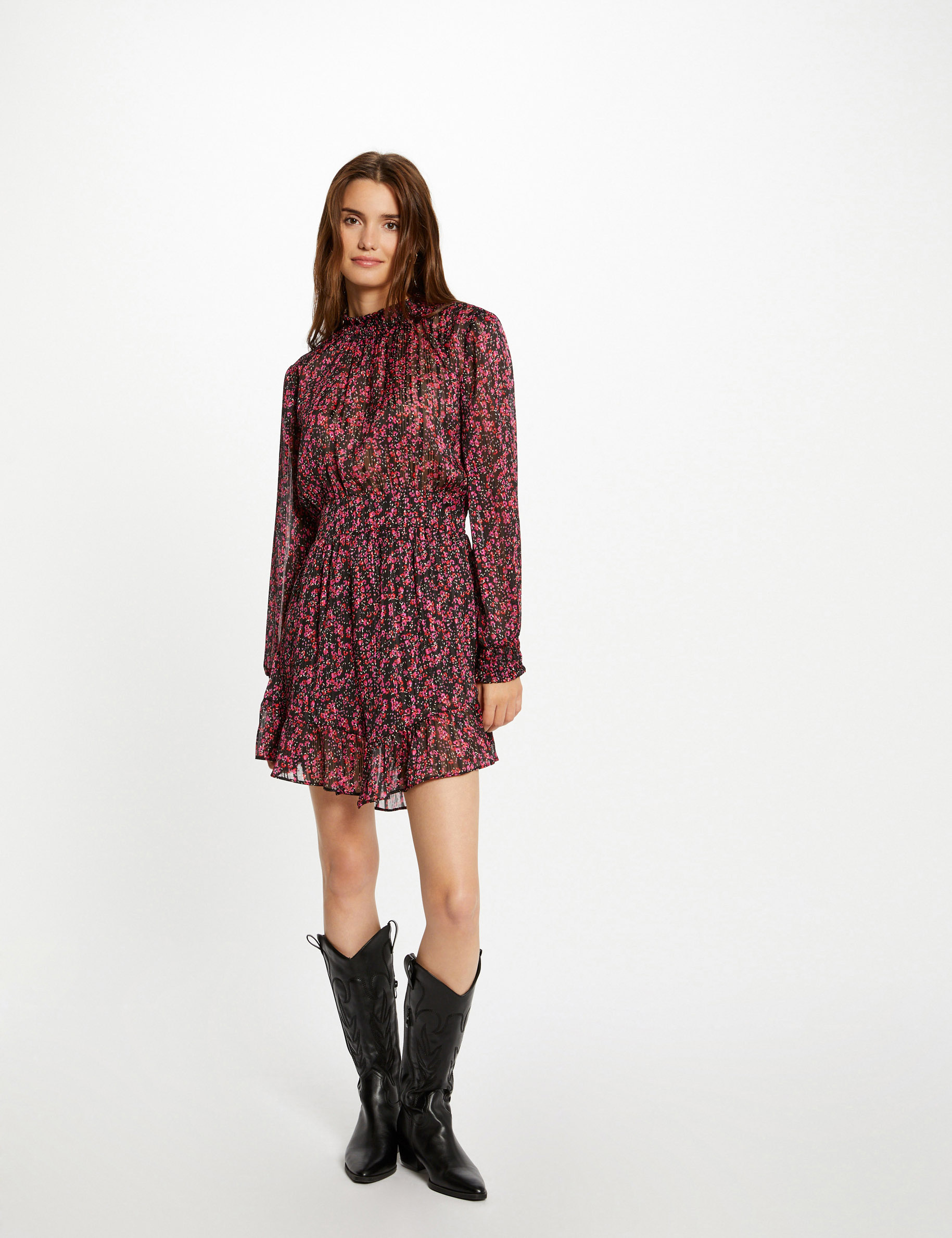 Image of Robe cintrée imprimé floral multico femme