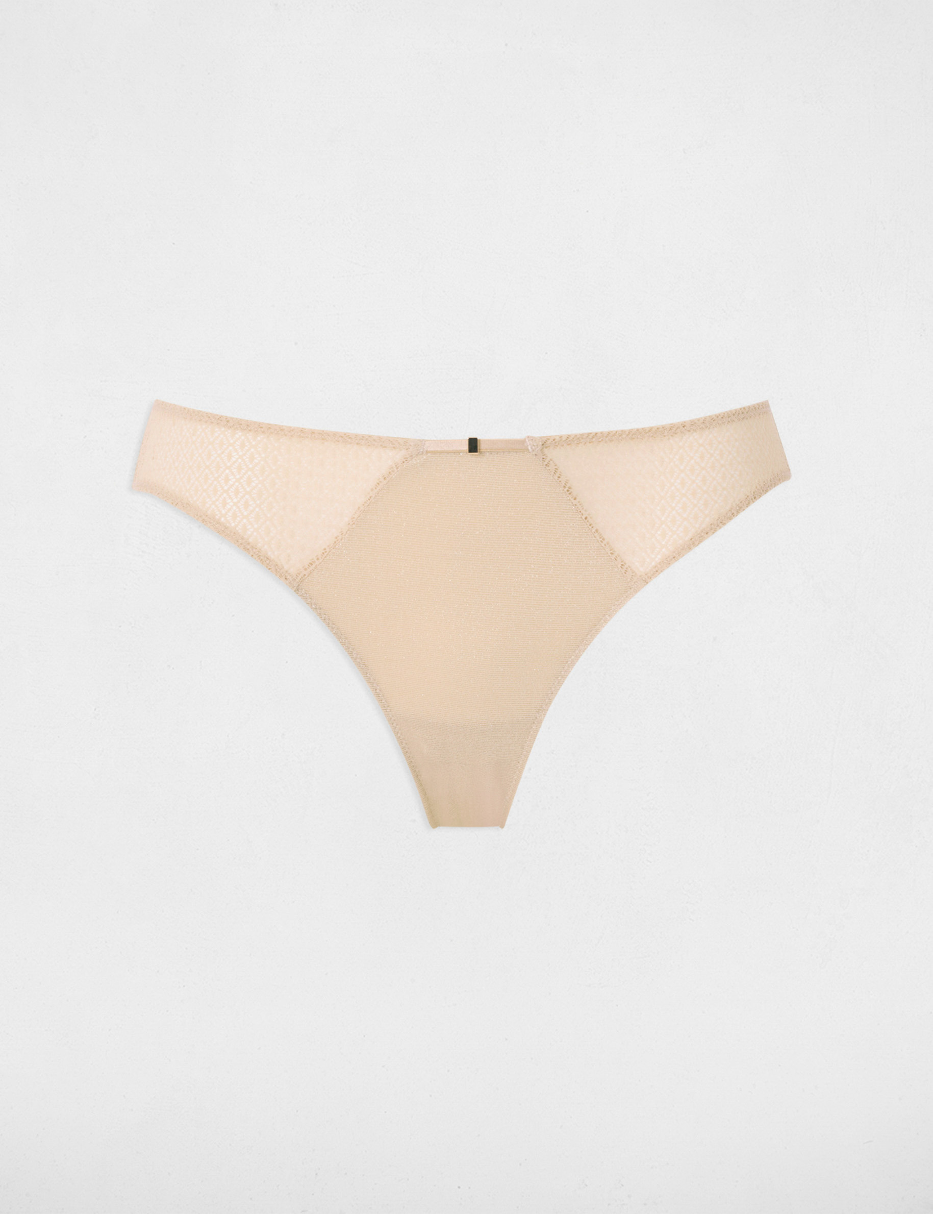 Slip dentelle taille basse beige femme