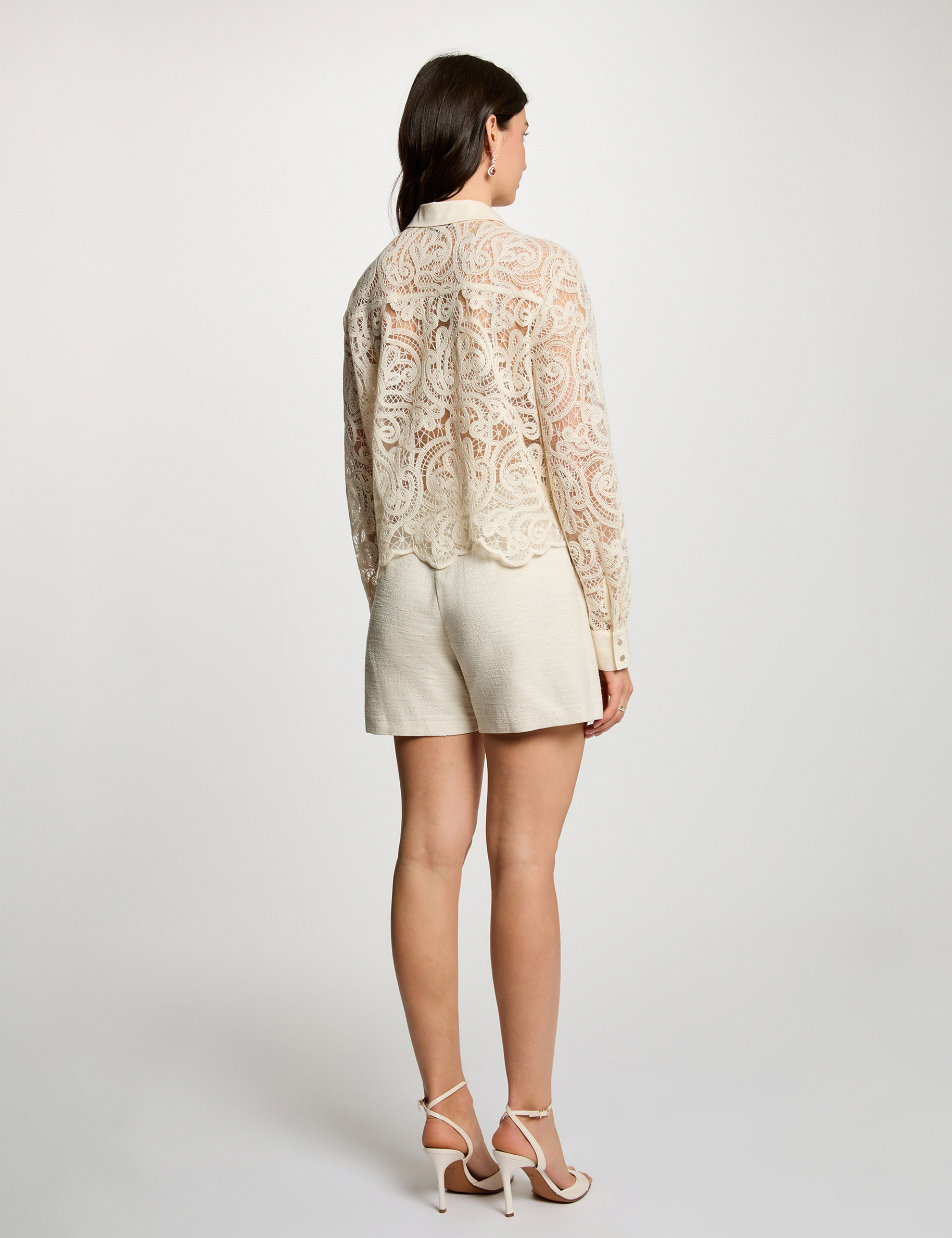 Jupe-short tweed ajust&eacute;e sable femme