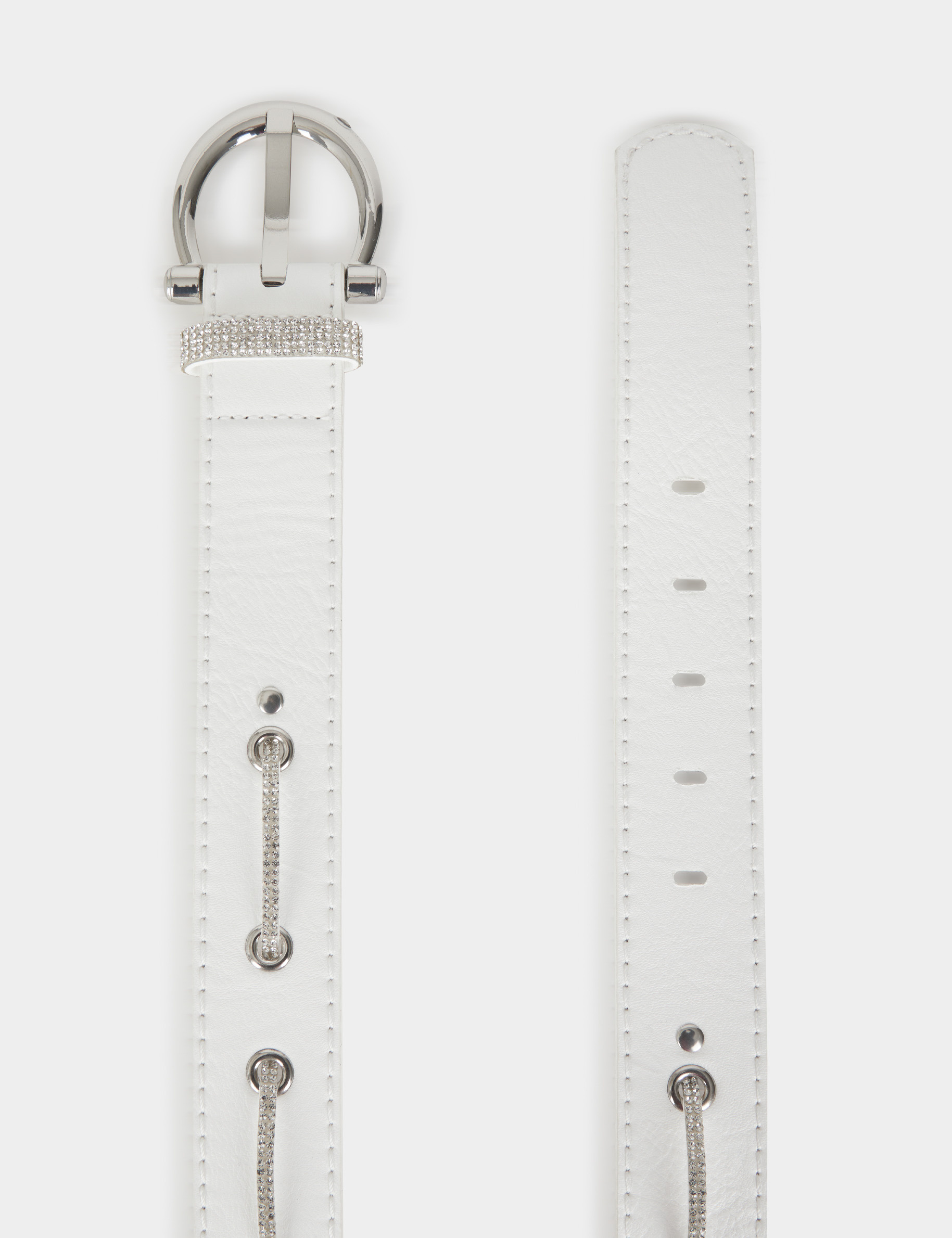 Ceinture à oeillets et strass blanc femme Ceinture à oeillets et strass blanc femme