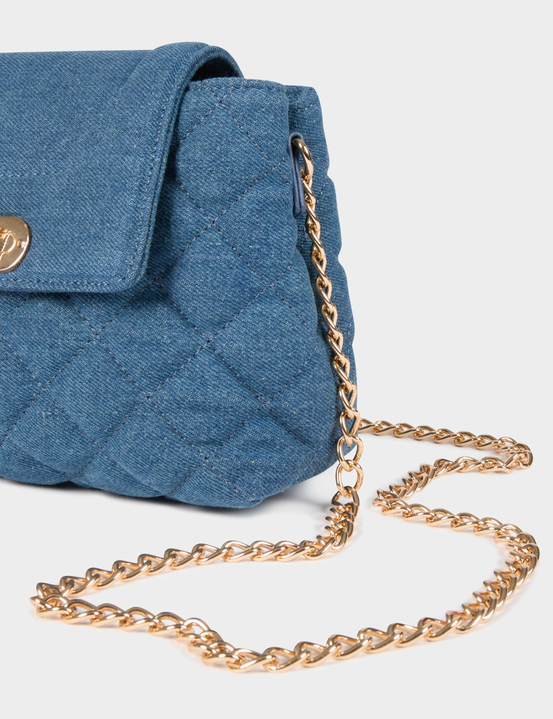 sac pochette jean matelasse denim stone femme Sac pochette jean matelassé denim stone femme