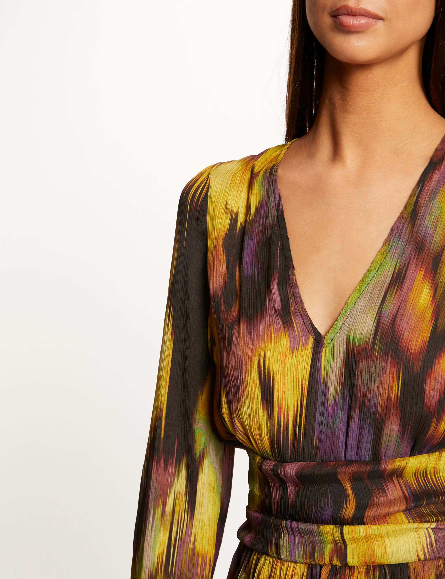 Robe droite fluide imprimé abstrait multico femme Robe droite fluide imprimé abstrait multico femme