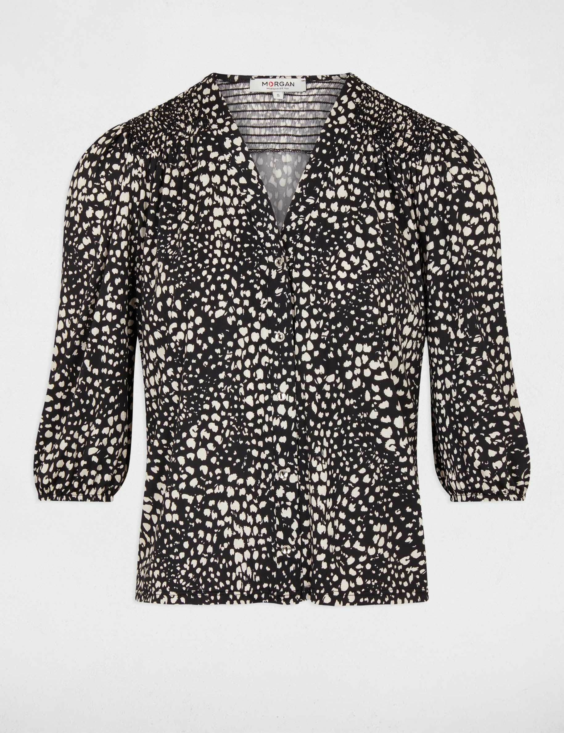 T-shirt manches 3/4 imprimé abstrait multico femme