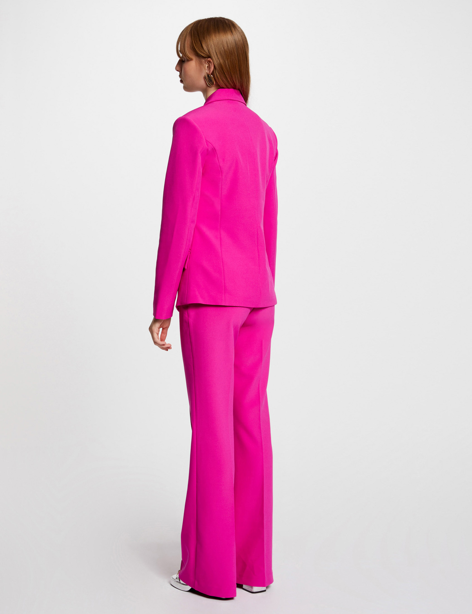 blazer droit manches longues rose fonce femme Blazer droit manches longues rose fonce femme