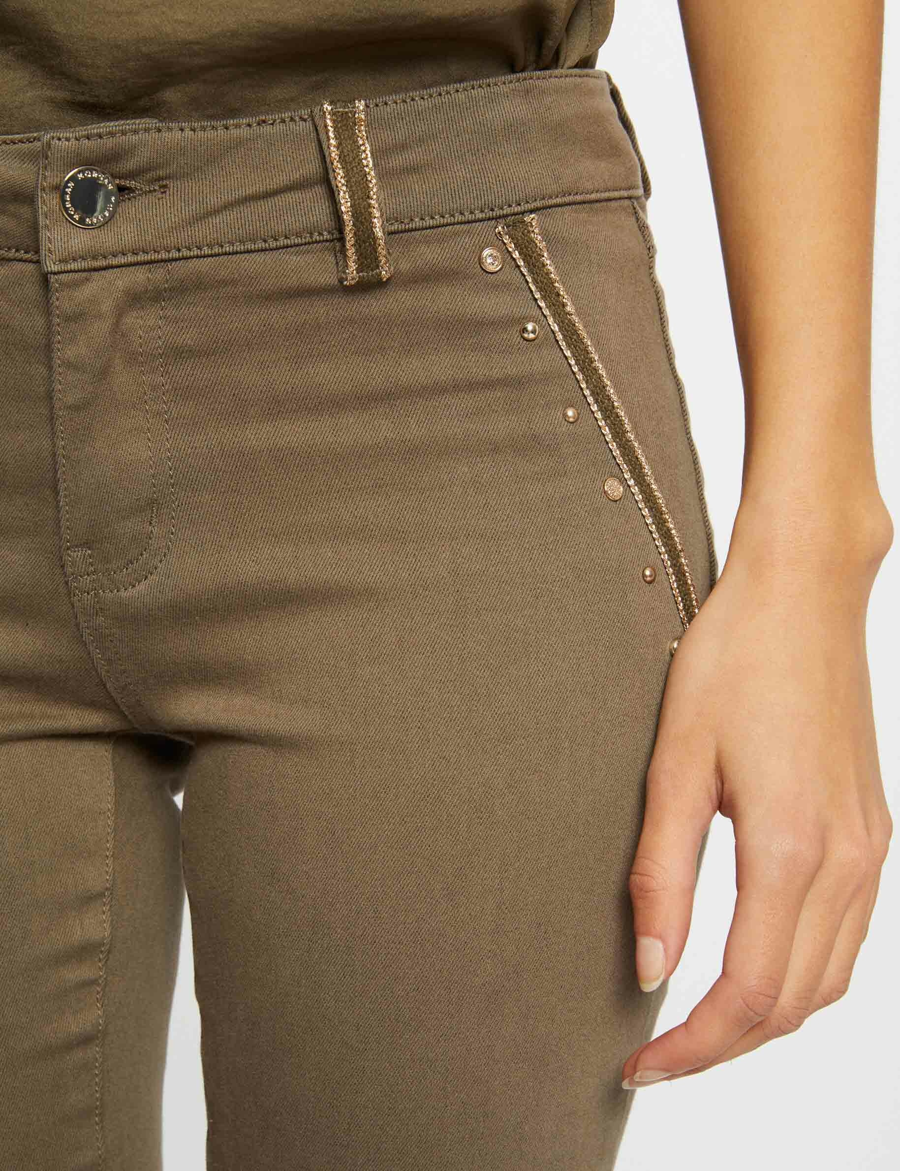 Pantalon skinny taille standard 7/8ème vert kaki femme Pantalon skinny taille standard 7/8ème vert kaki femme