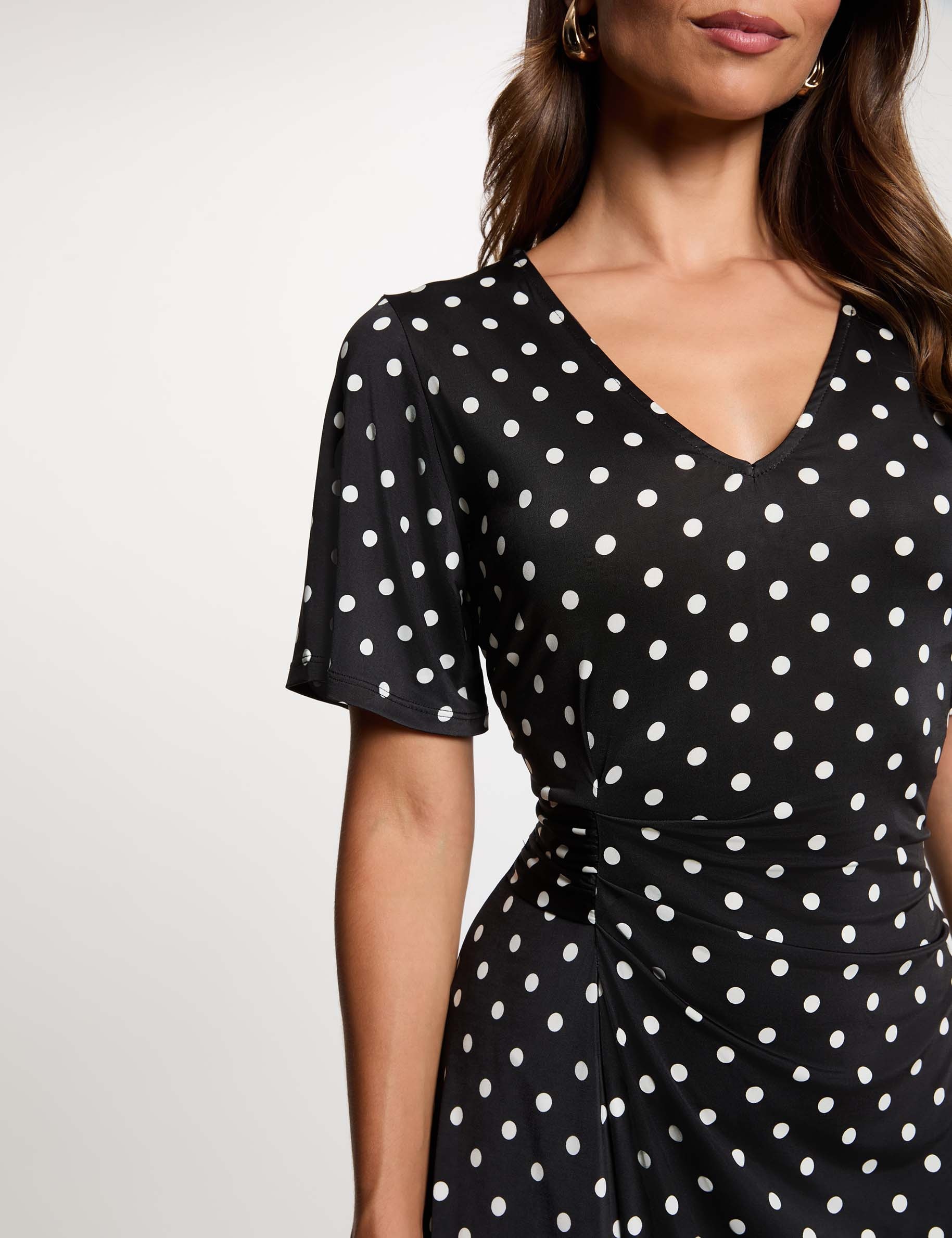 Robe asym&eacute;trique &agrave; pois multicolore femme